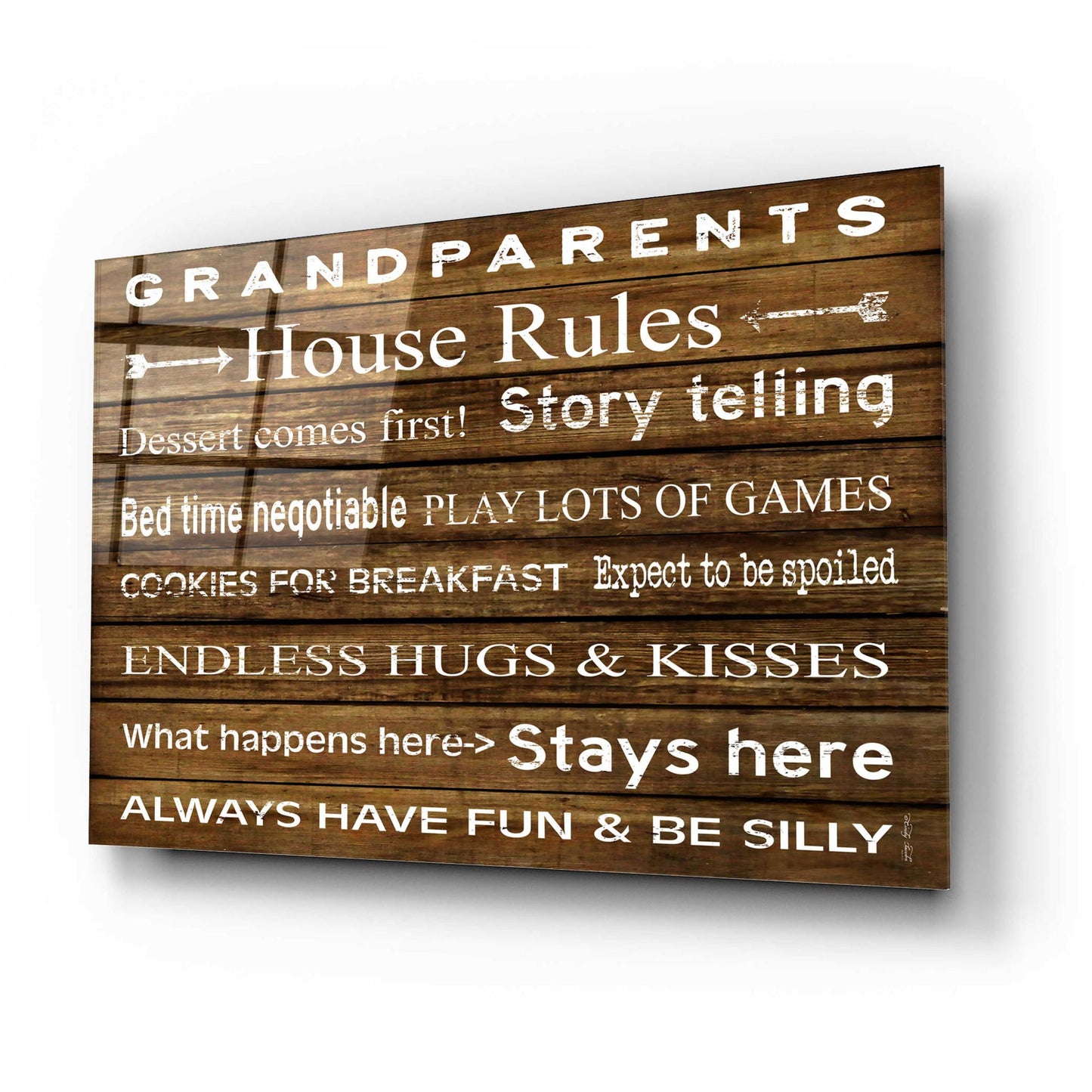 Epic Art 'Grandparents House Rules' by Cindy Jacobs, Acrylic Glass Wall Art,24x16