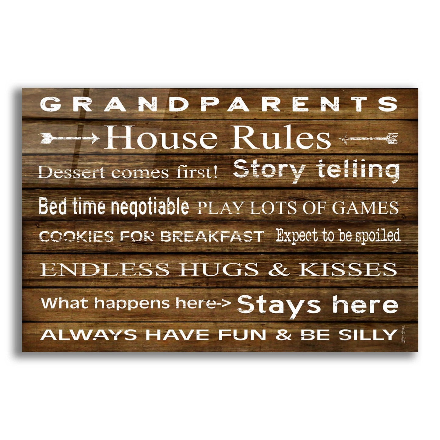 Epic Art 'Grandparents House Rules' by Cindy Jacobs, Acrylic Glass Wall Art,24x16