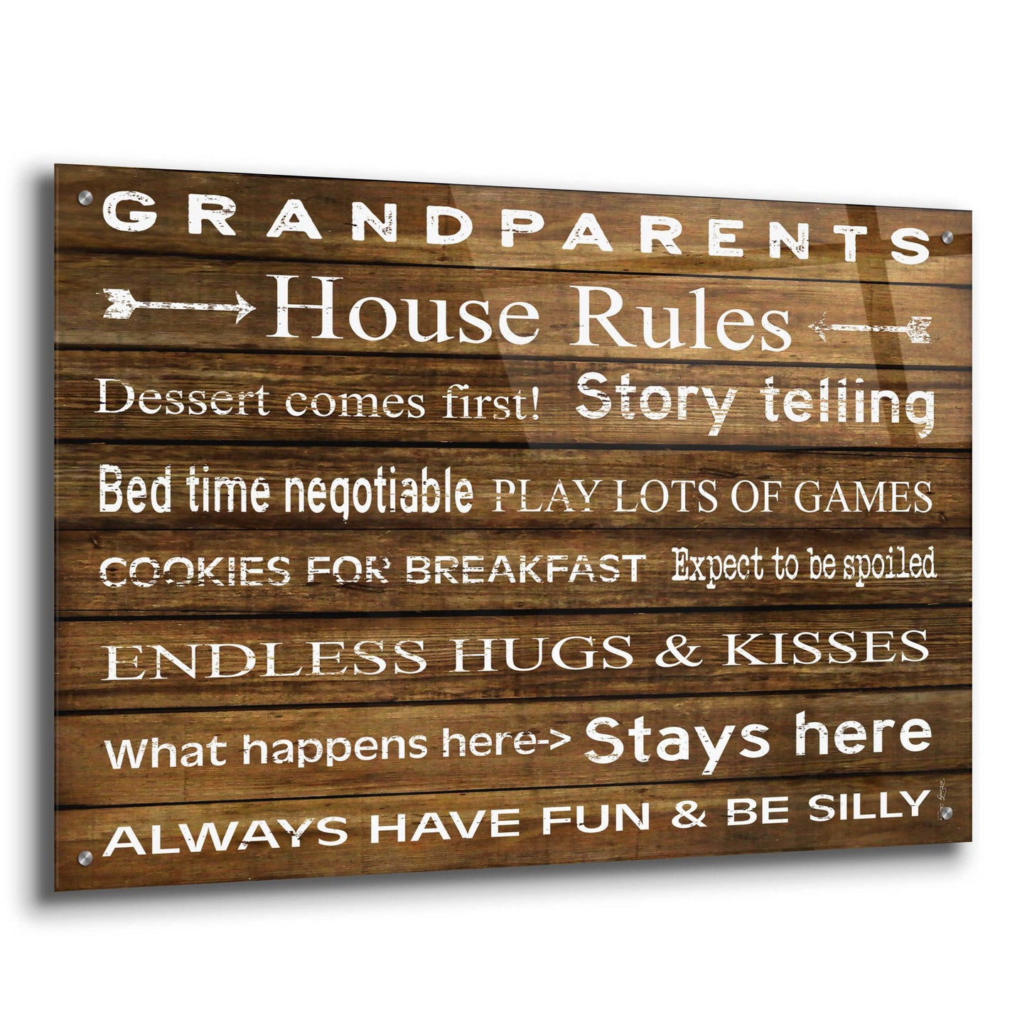 Epic Art 'Grandparents House Rules' by Cindy Jacobs, Acrylic Glass Wall Art,36x24