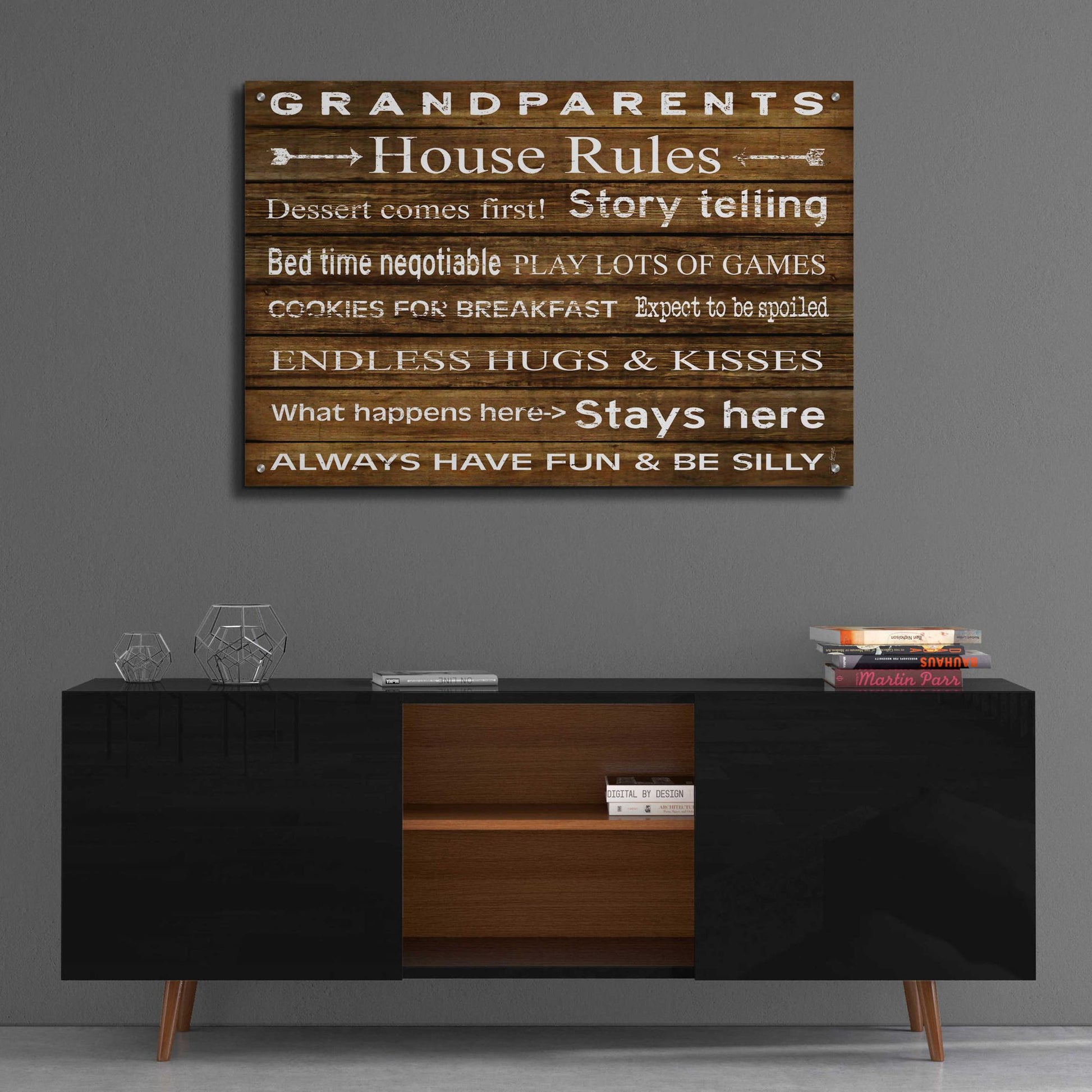 Epic Art 'Grandparents House Rules' by Cindy Jacobs, Acrylic Glass Wall Art,36x24