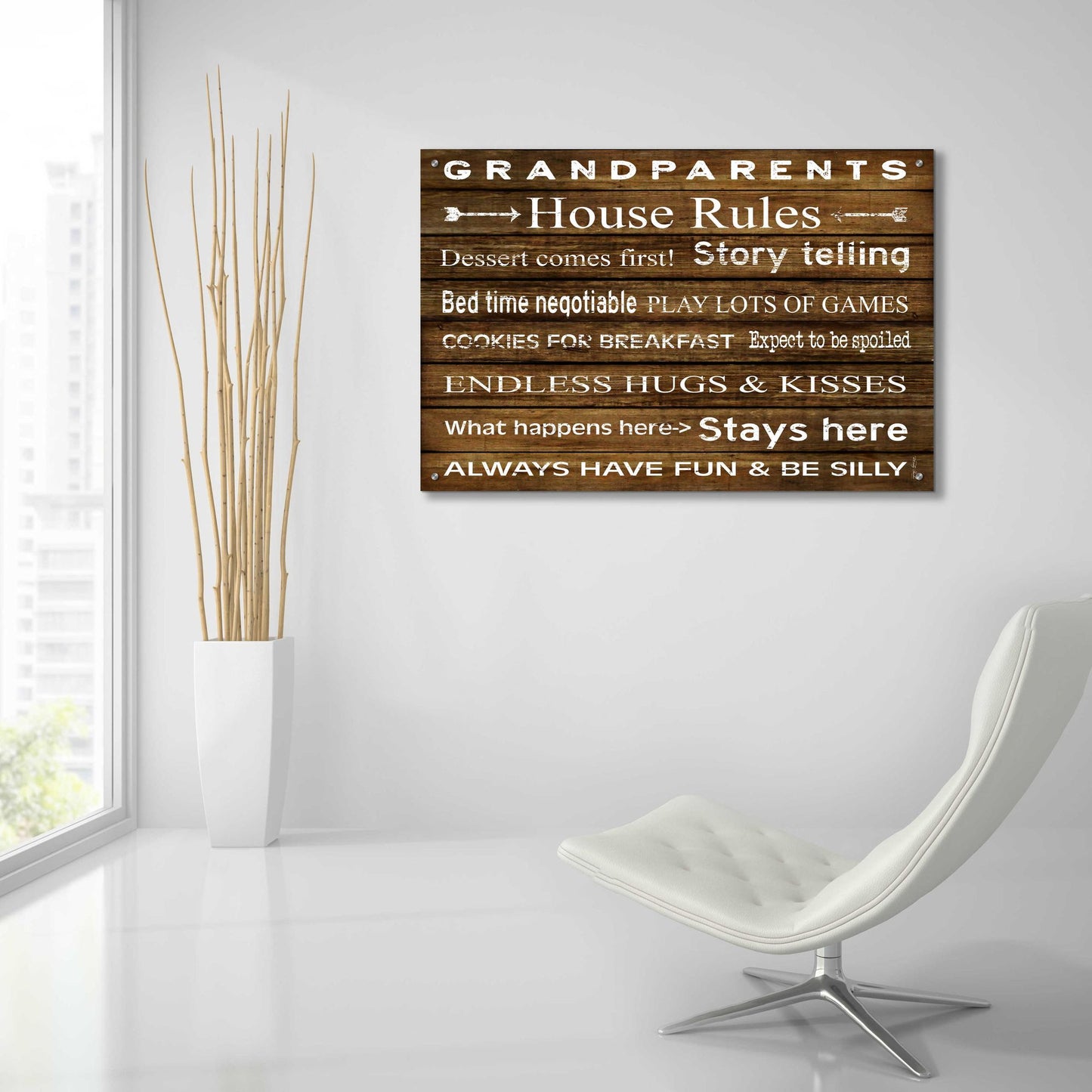 Epic Art 'Grandparents House Rules' by Cindy Jacobs, Acrylic Glass Wall Art,36x24