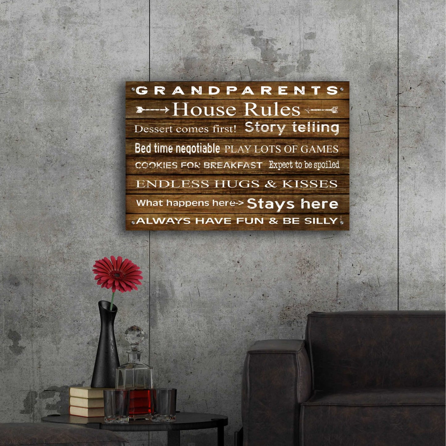 Epic Art 'Grandparents House Rules' by Cindy Jacobs, Acrylic Glass Wall Art,36x24