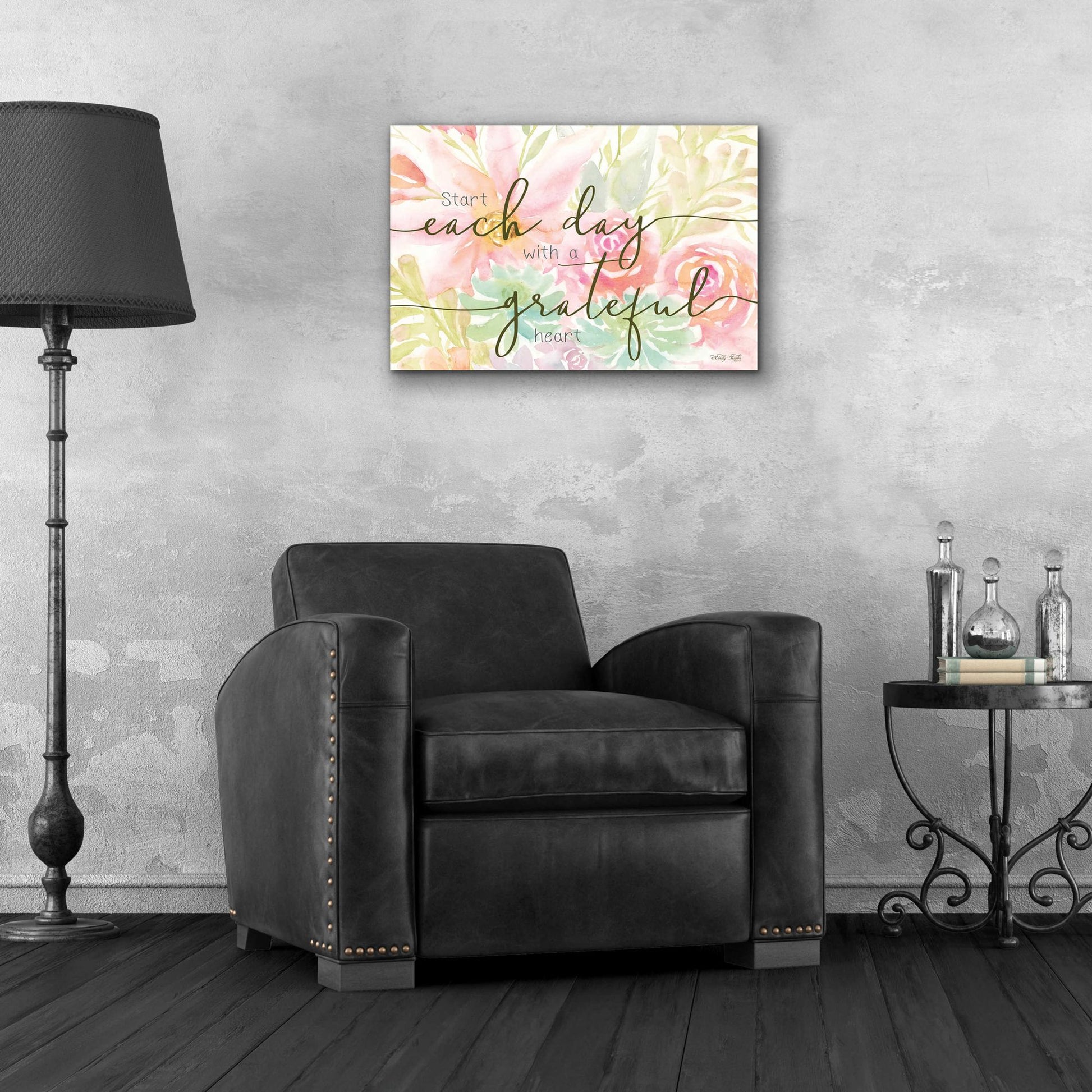 Epic Art 'Floral Grateful Heart' by Cindy Jacobs, Acrylic Glass Wall Art,24x16