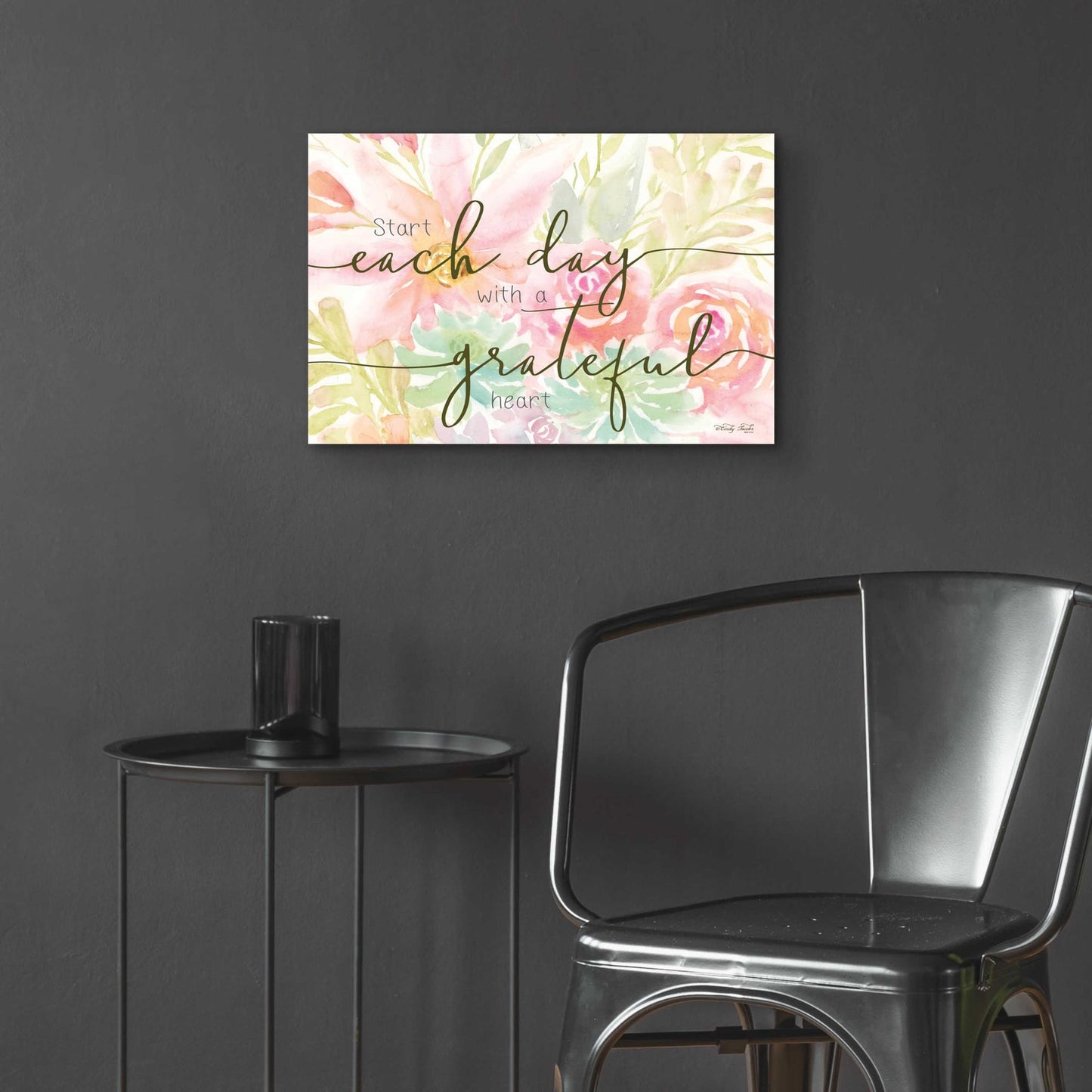 Epic Art 'Floral Grateful Heart' by Cindy Jacobs, Acrylic Glass Wall Art,24x16