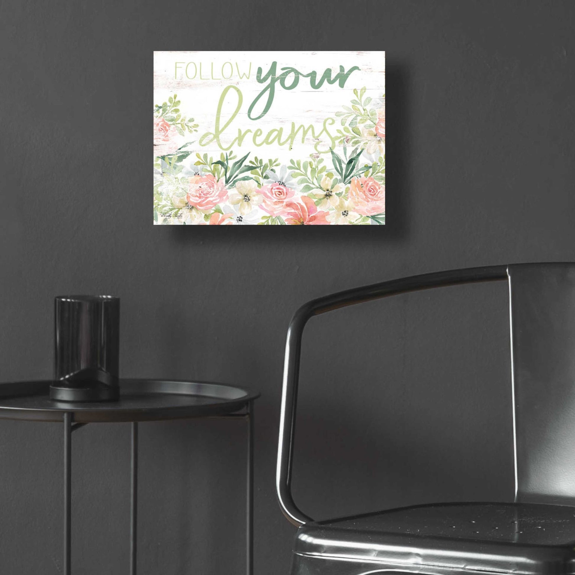 Epic Art 'Floral Follow Your Dreams' by Cindy Jacobs, Acrylic Glass Wall Art,16x12