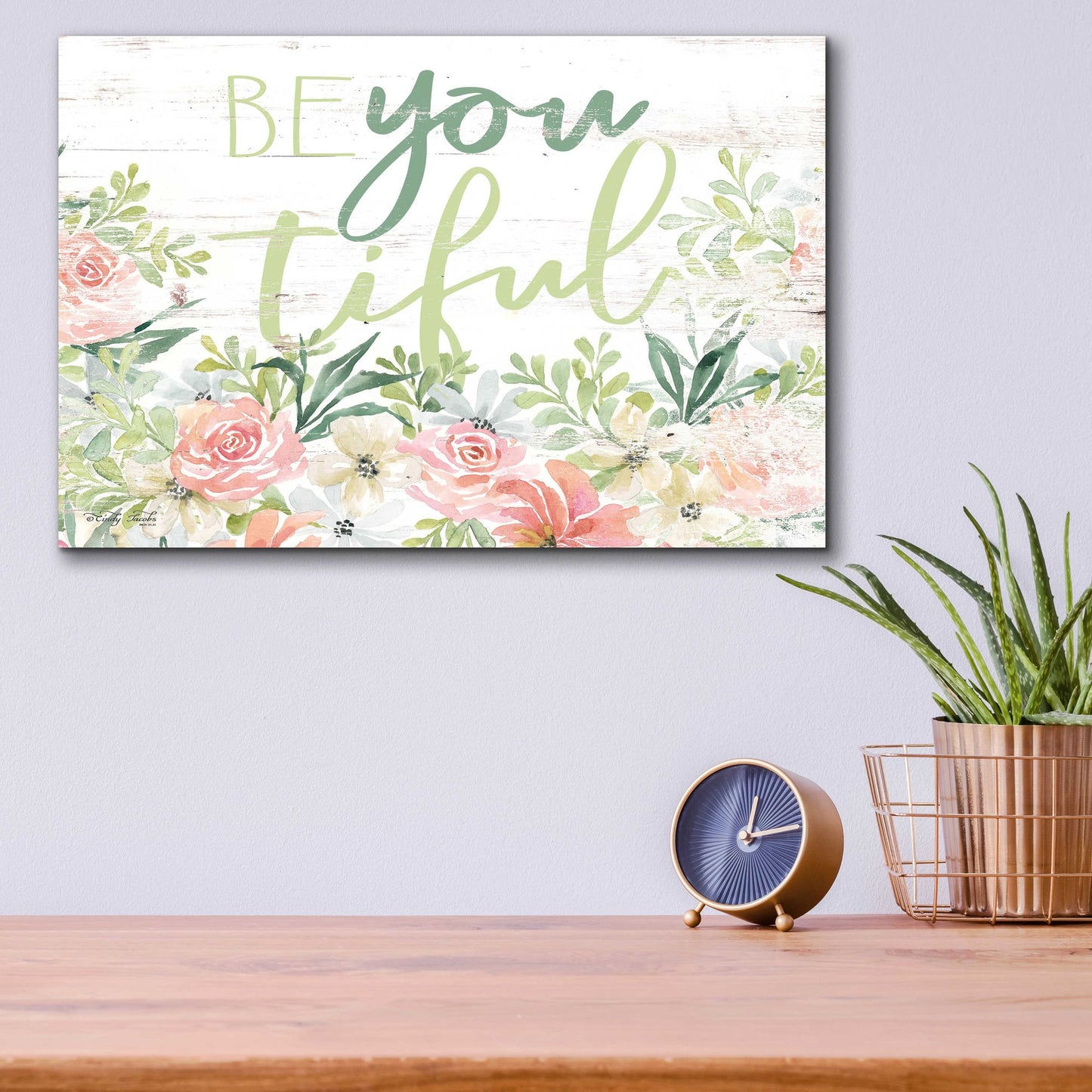 Epic Art 'Floral Be You Tiful' by Cindy Jacobs, Acrylic Glass Wall Art,16x12