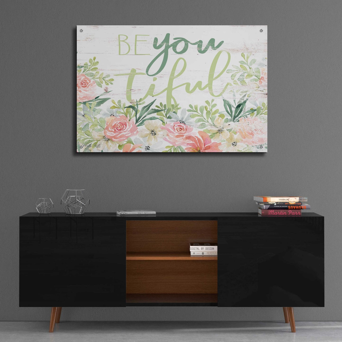 Epic Art 'Floral Be You Tiful' by Cindy Jacobs, Acrylic Glass Wall Art,36x24