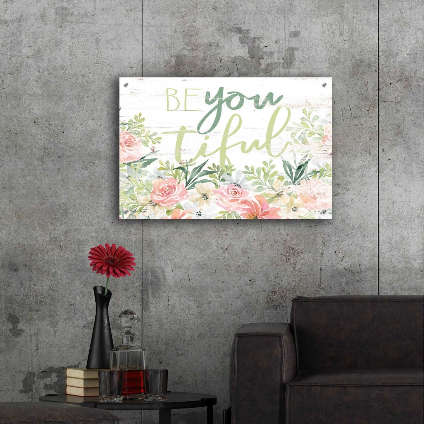 Epic Art 'Floral Be You Tiful' by Cindy Jacobs, Acrylic Glass Wall Art,36x24