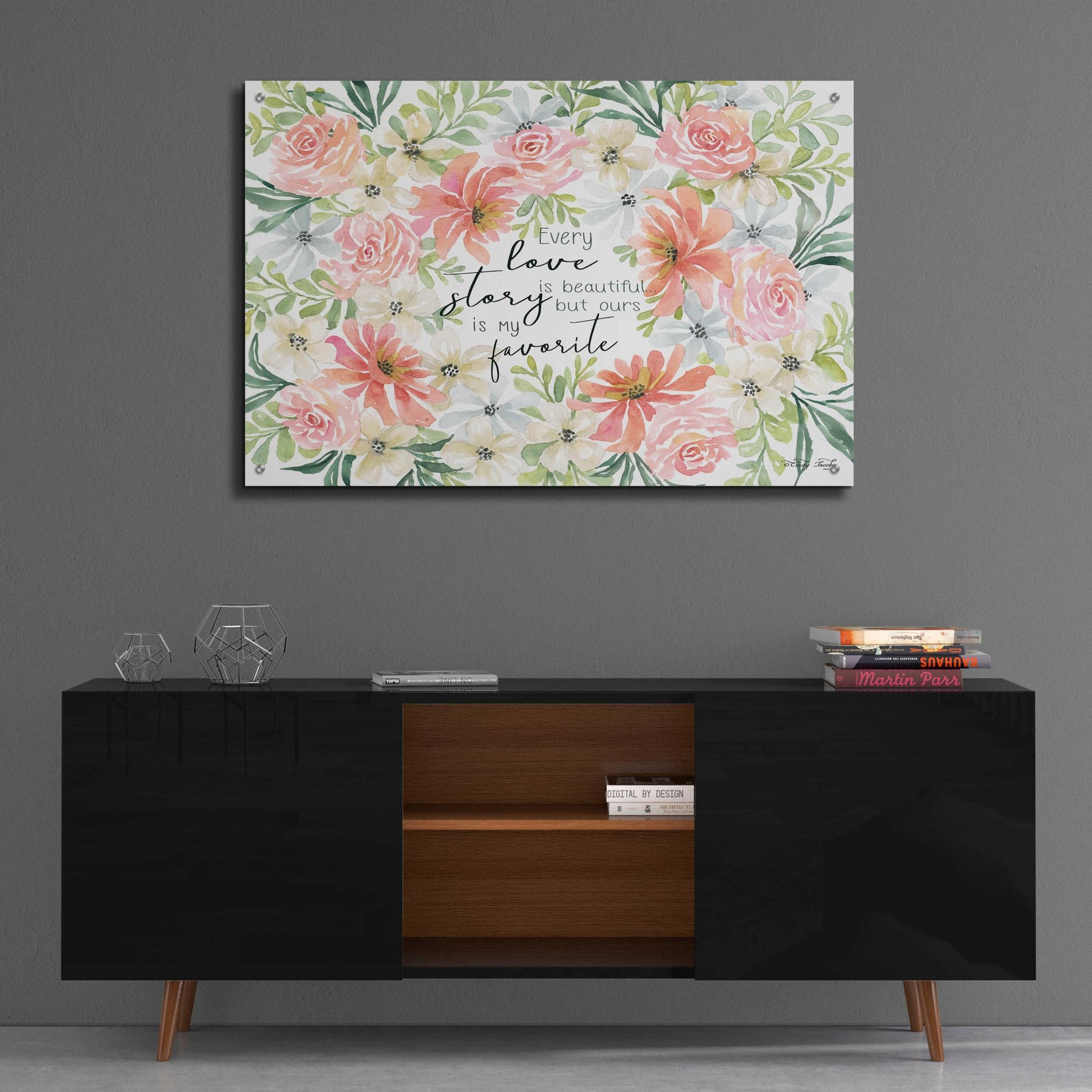 Epic Art 'Floral Love Story' by Cindy Jacobs, Acrylic Glass Wall Art,36x24