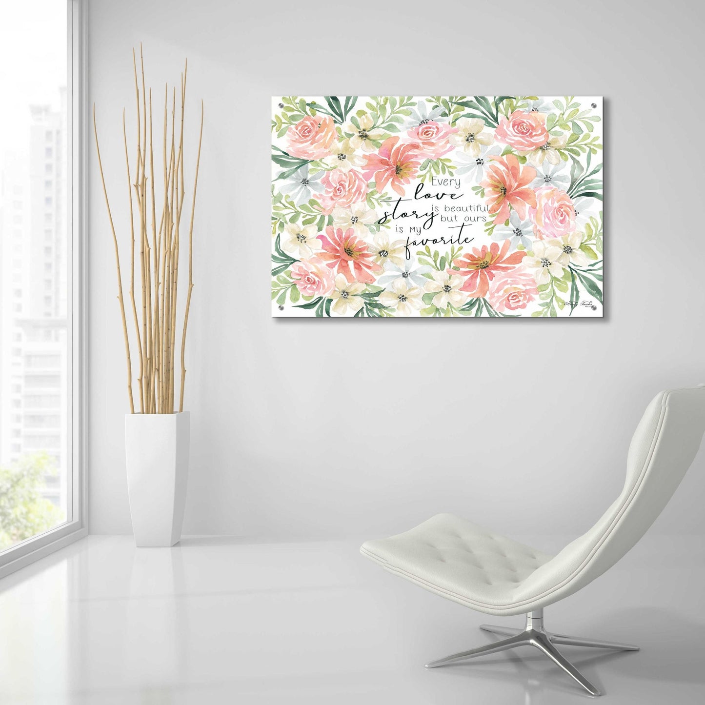 Epic Art 'Floral Love Story' by Cindy Jacobs, Acrylic Glass Wall Art,36x24