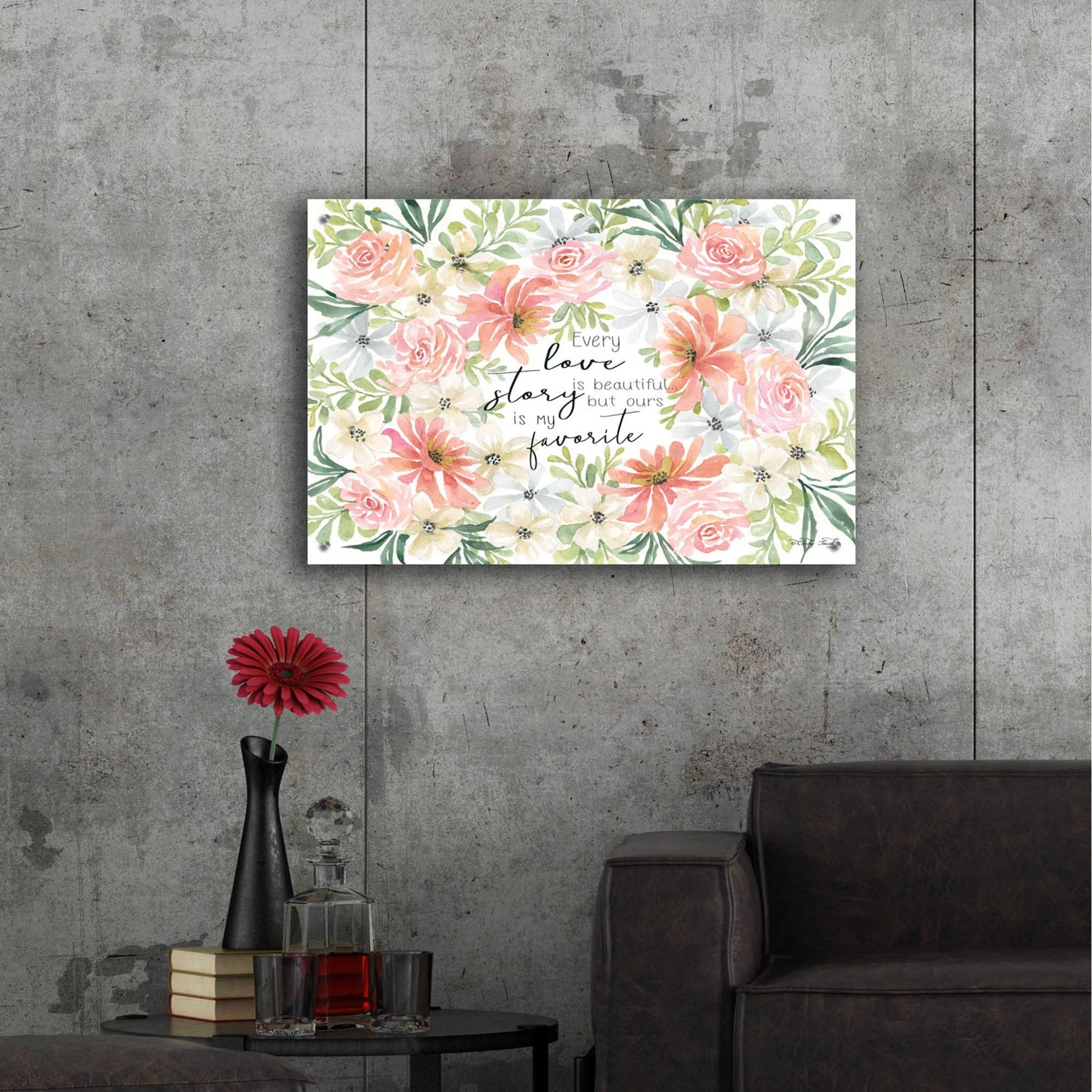 Epic Art 'Floral Love Story' by Cindy Jacobs, Acrylic Glass Wall Art,36x24