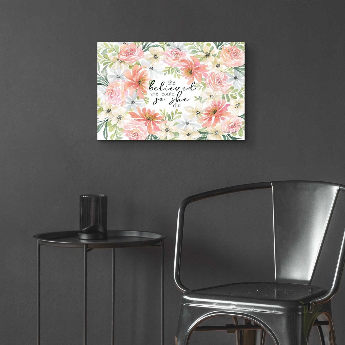 Epic Art 'Floral She Believed' by Cindy Jacobs, Acrylic Glass Wall Art,24x16