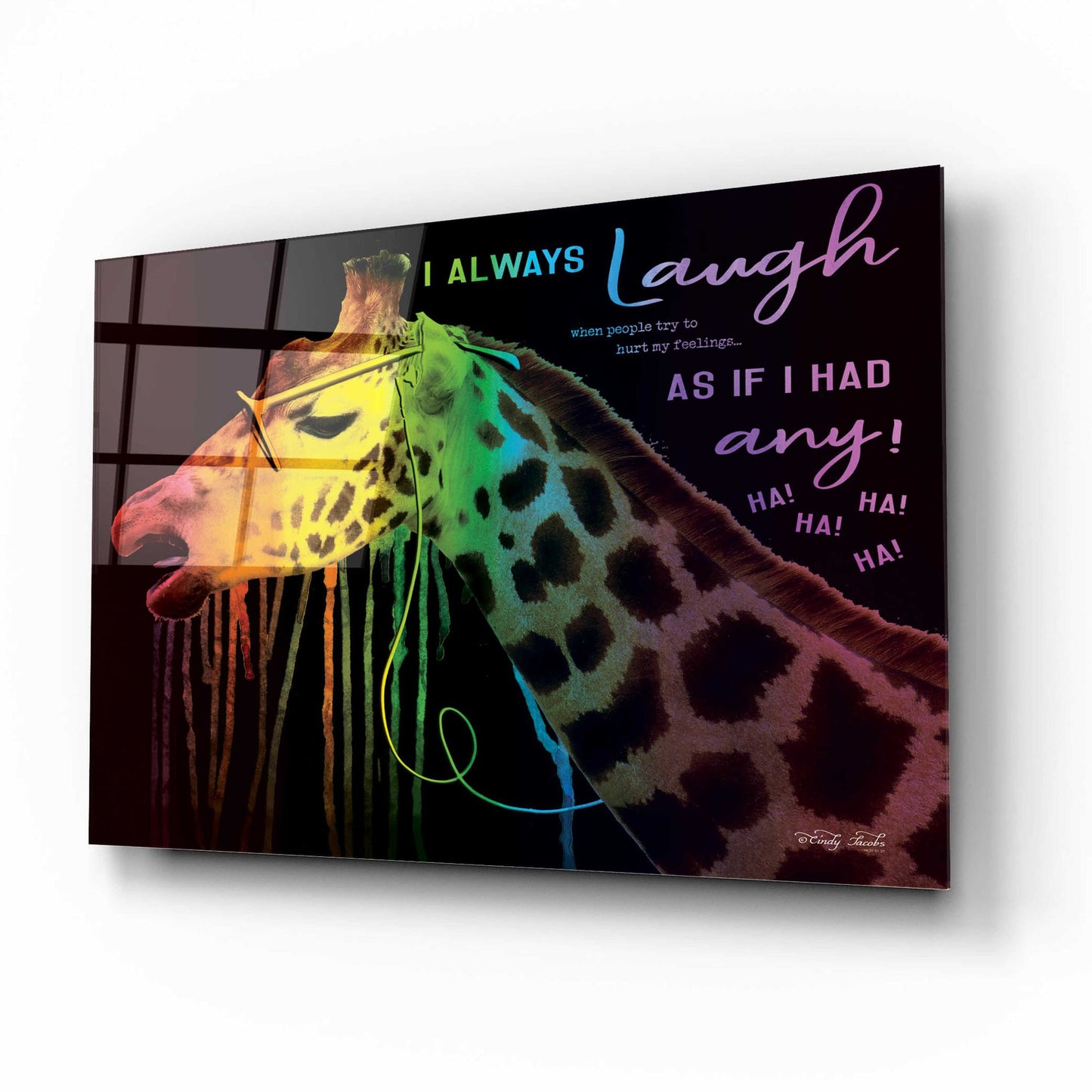 Epic Art 'I Always Laugh' by Cindy Jacobs, Acrylic Glass Wall Art,16x12