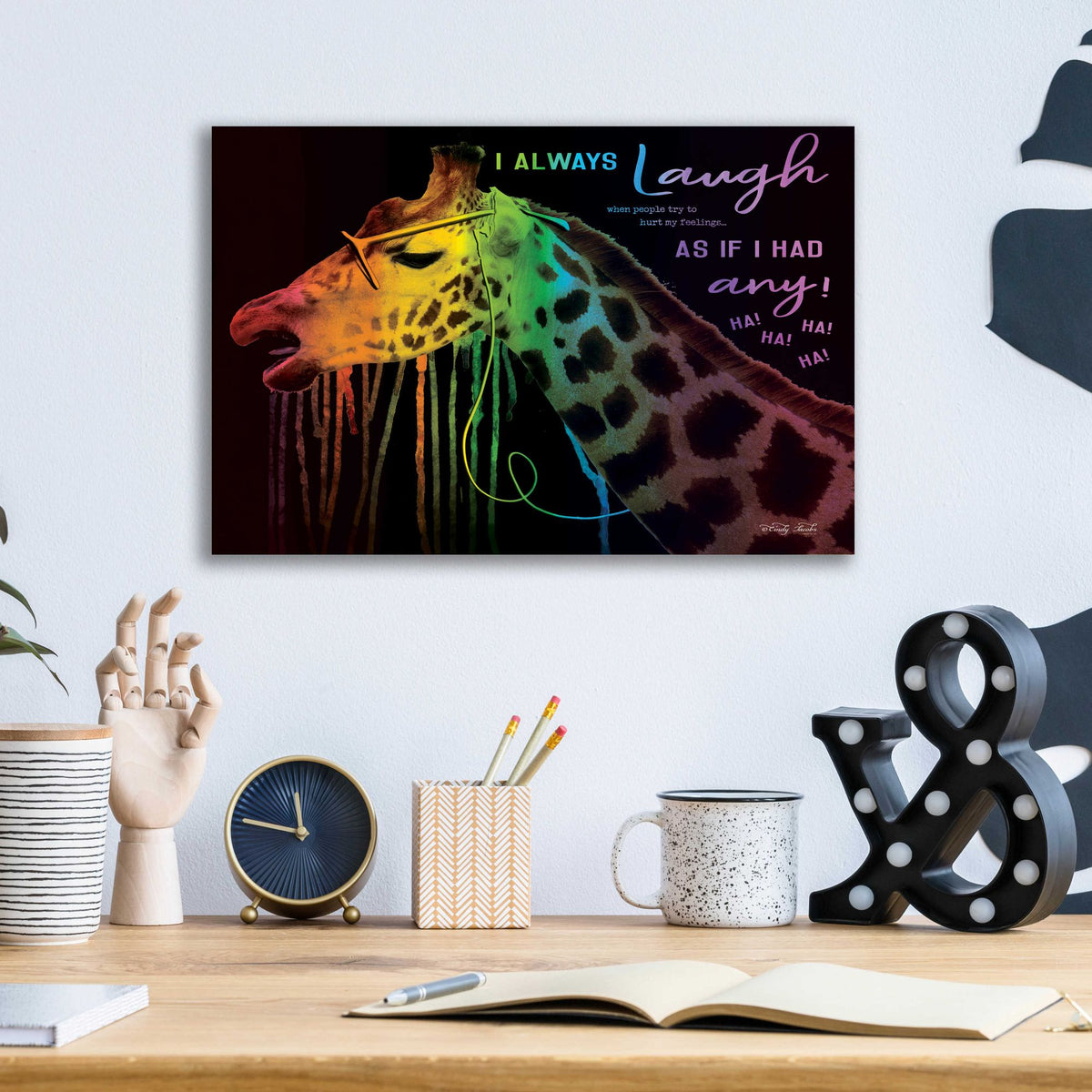 Epic Art 'I Always Laugh' by Cindy Jacobs, Acrylic Glass Wall Art,16x12