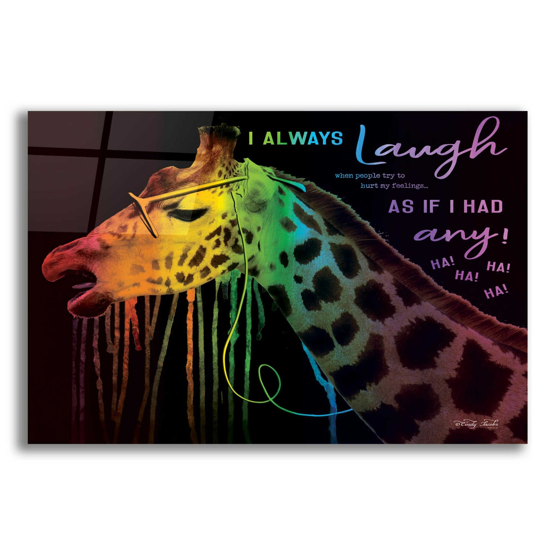 Epic Art 'I Always Laugh' by Cindy Jacobs, Acrylic Glass Wall Art