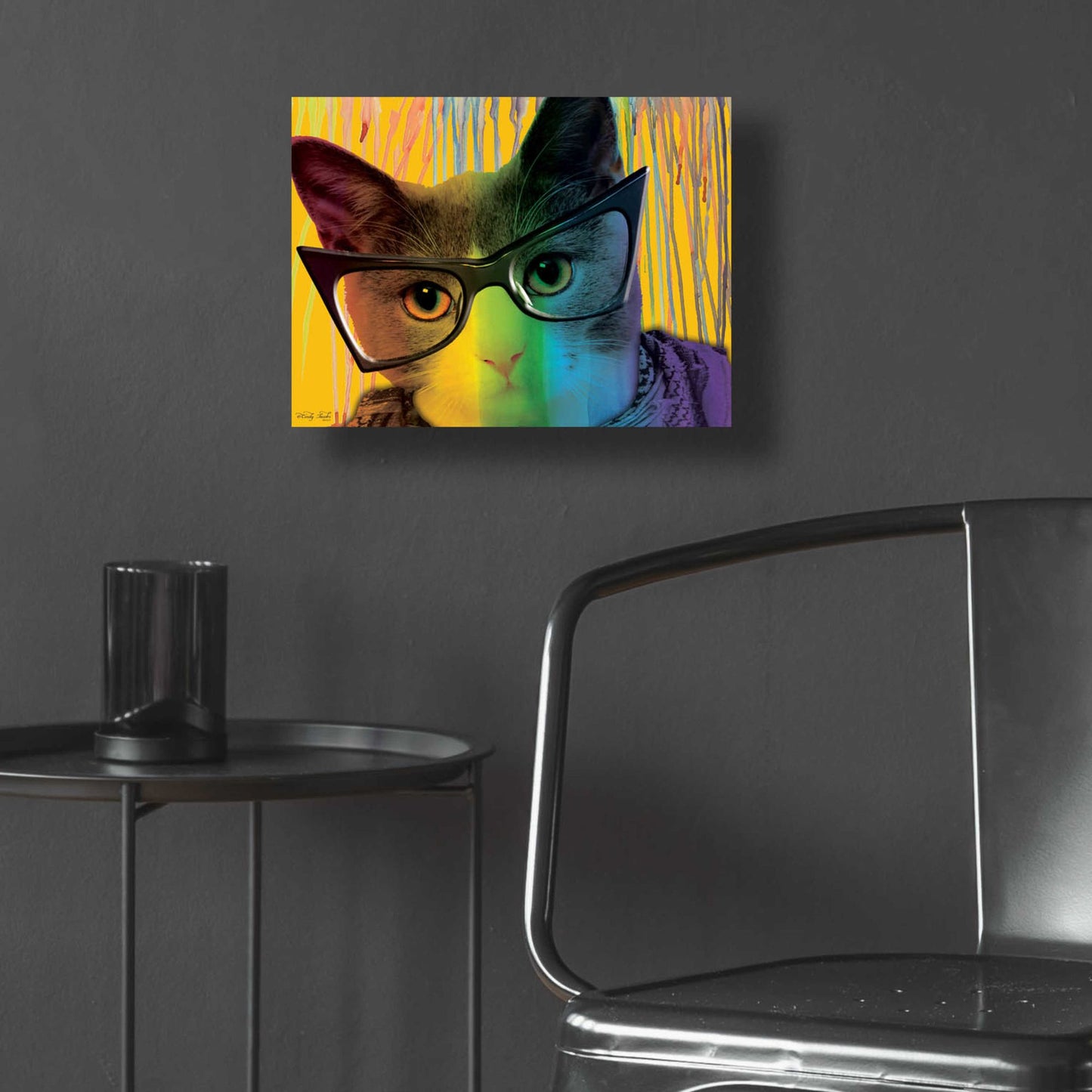 Epic Art 'Cat in Glasses' by Cindy Jacobs, Acrylic Glass Wall Art,16x12