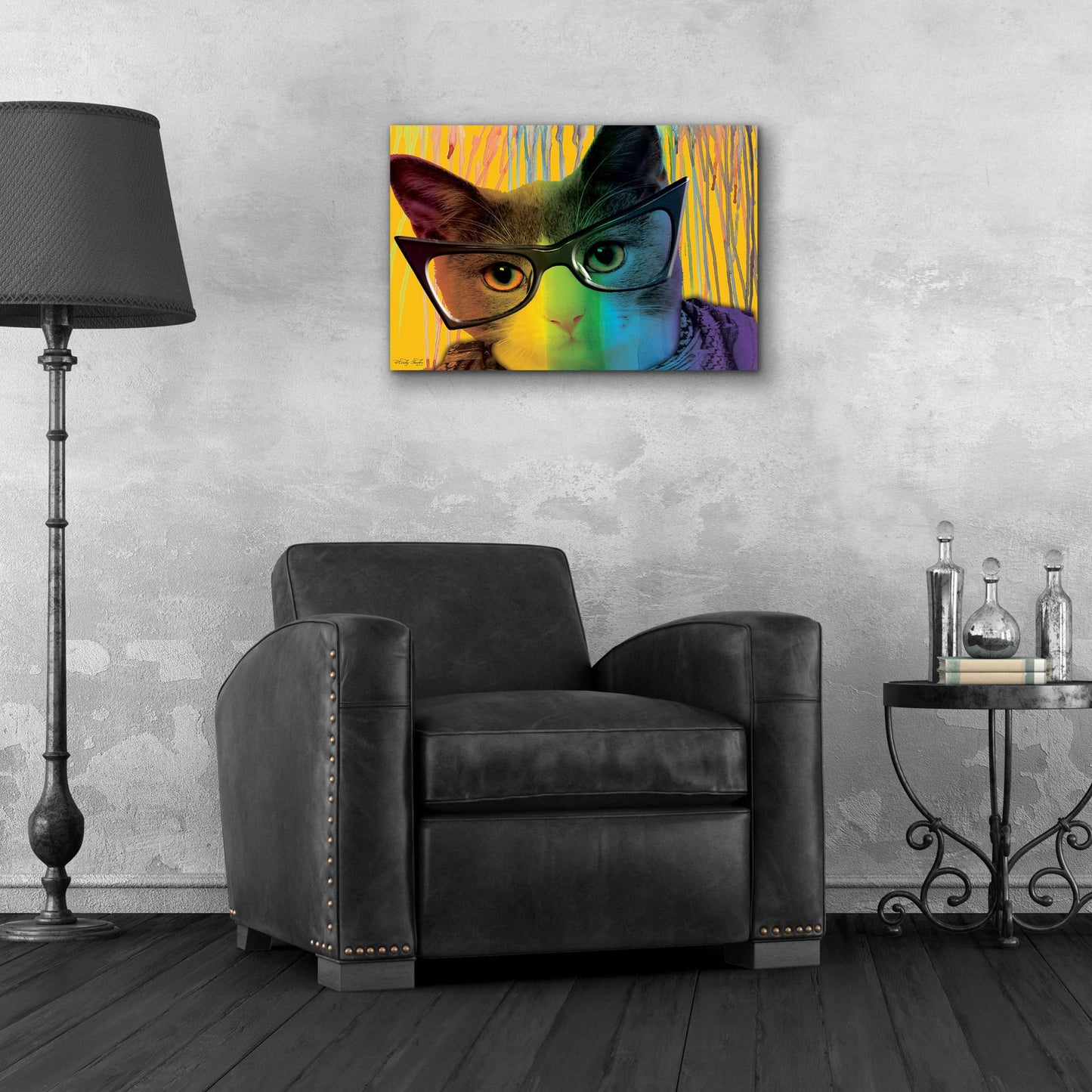 Epic Art 'Cat in Glasses' by Cindy Jacobs, Acrylic Glass Wall Art,24x16