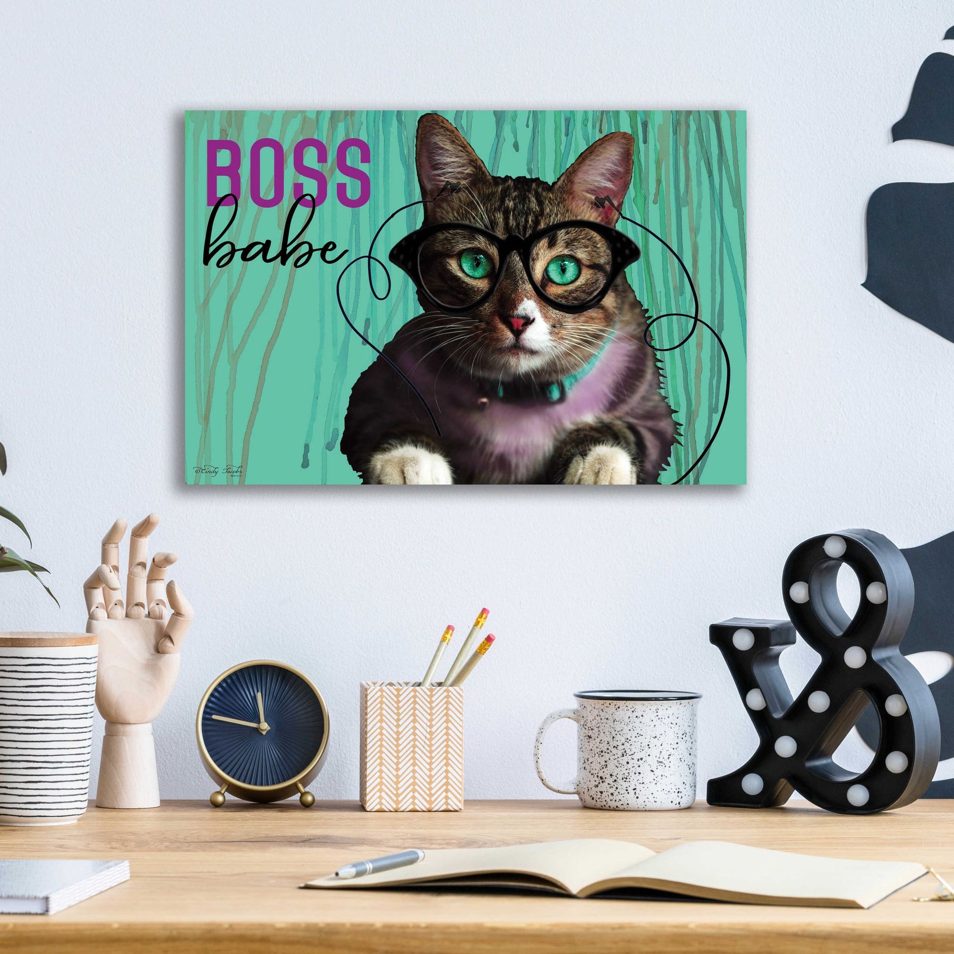 Epic Art 'Boss Babe' by Cindy Jacobs, Acrylic Glass Wall Art,16x12