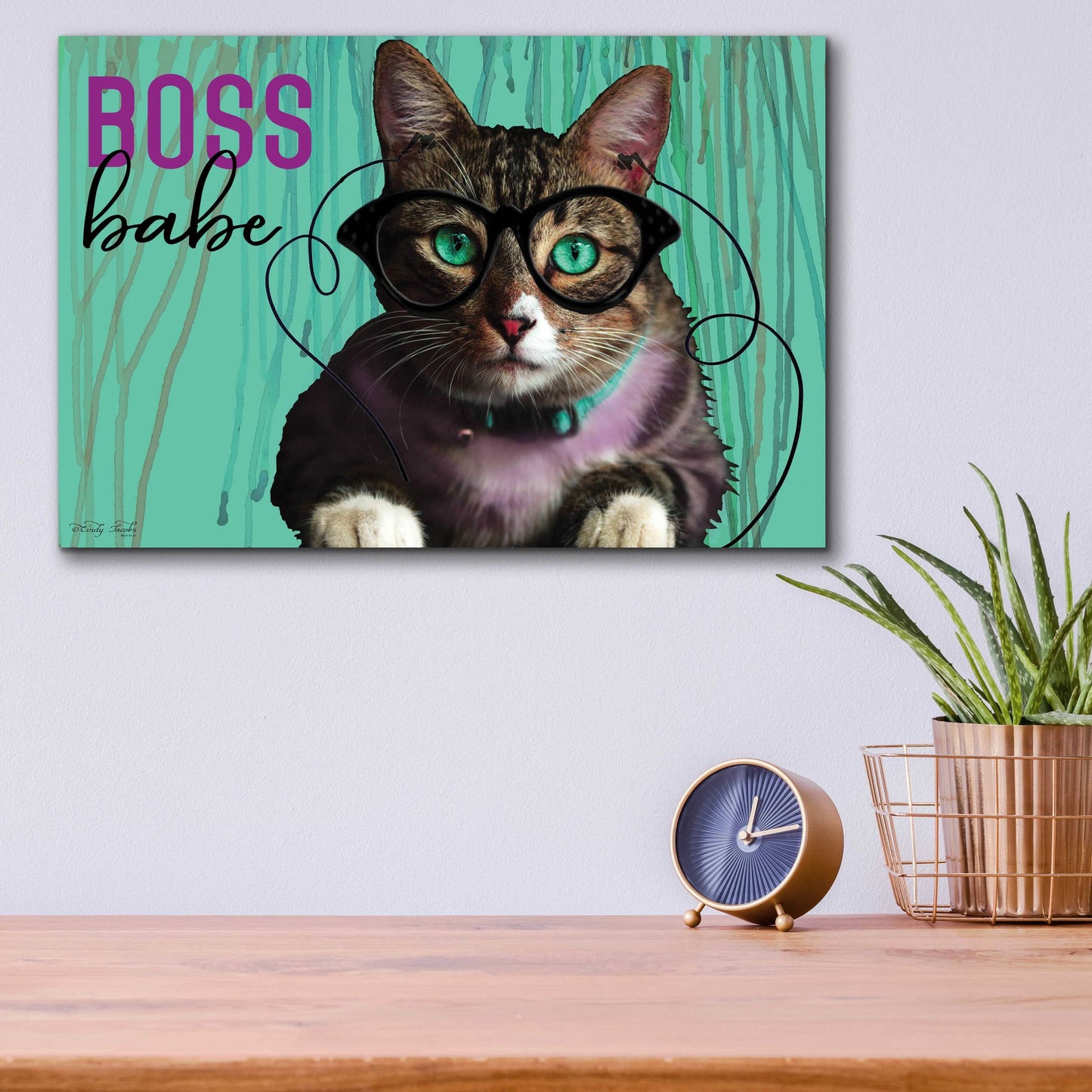 Epic Art 'Boss Babe' by Cindy Jacobs, Acrylic Glass Wall Art,16x12