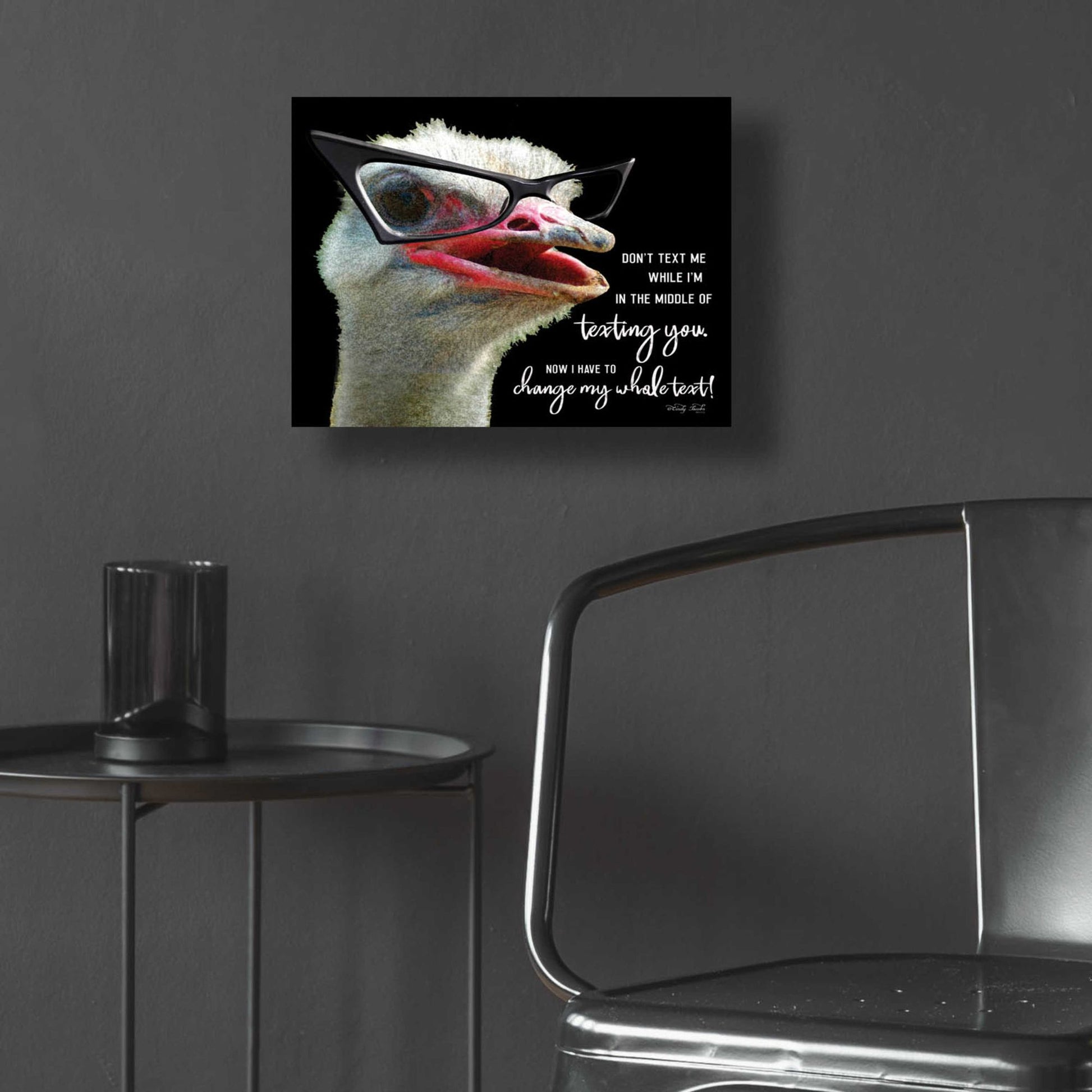 Epic Art 'Ostrich Don't Text Me' by Cindy Jacobs, Acrylic Glass Wall Art,16x12