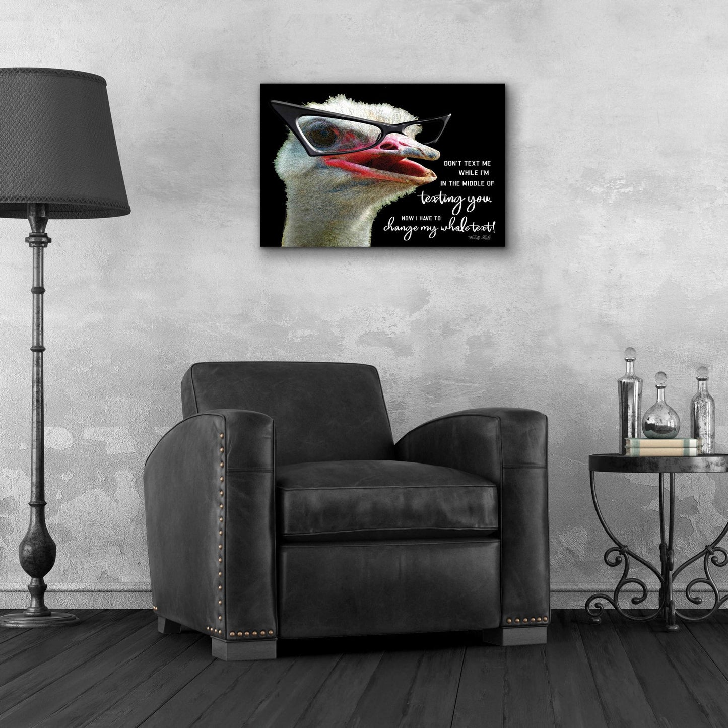 Epic Art 'Ostrich Don't Text Me' by Cindy Jacobs, Acrylic Glass Wall Art,24x16