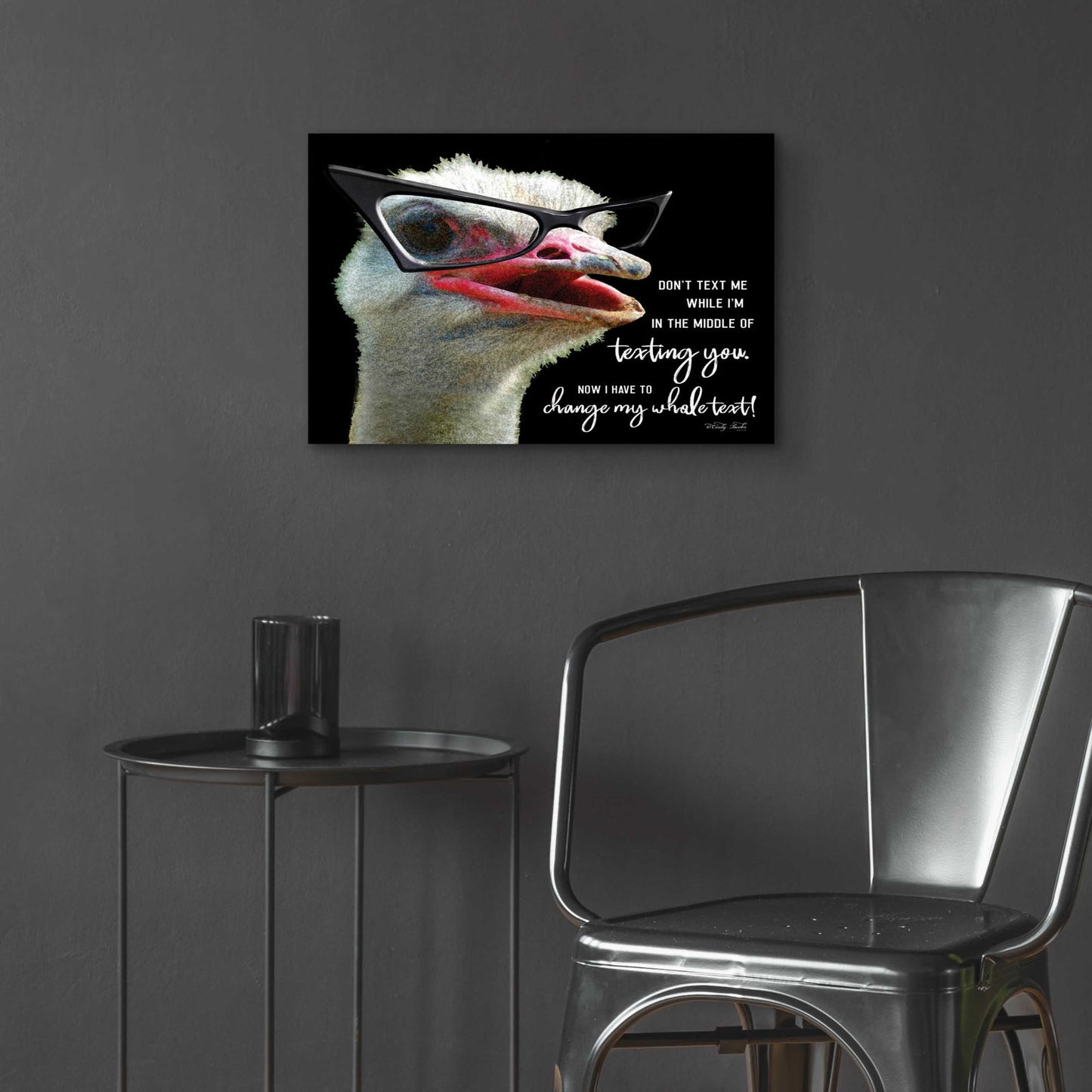 Epic Art 'Ostrich Don't Text Me' by Cindy Jacobs, Acrylic Glass Wall Art,24x16