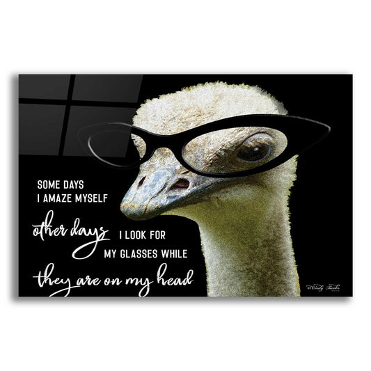 Epic Art 'Ostrich Some Days I Amaze Myself' by Cindy Jacobs, Acrylic Glass Wall Art