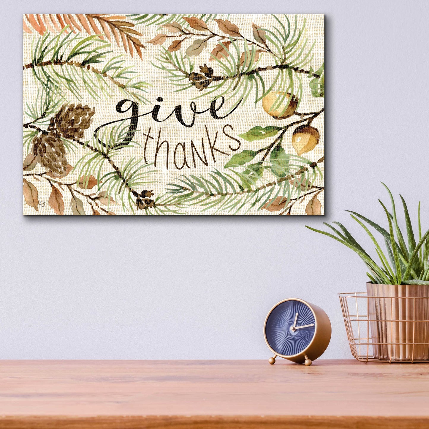 Epic Art 'Give Thanks' by Cindy Jacobs, Acrylic Glass Wall Art,16x12