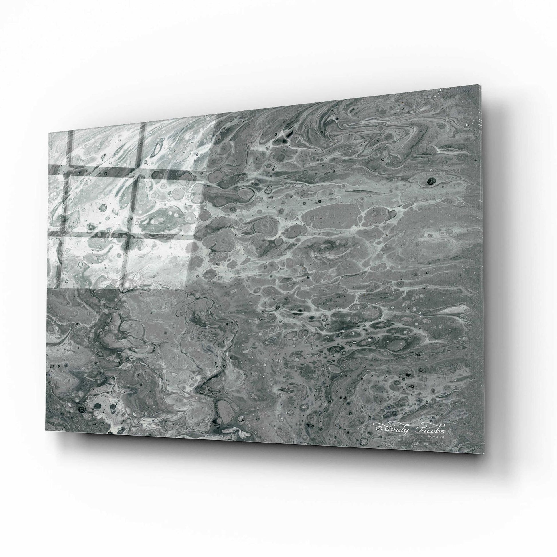 Epic Art 'Abstract in Gray I' by Cindy Jacobs, Acrylic Glass Wall Art,16x12