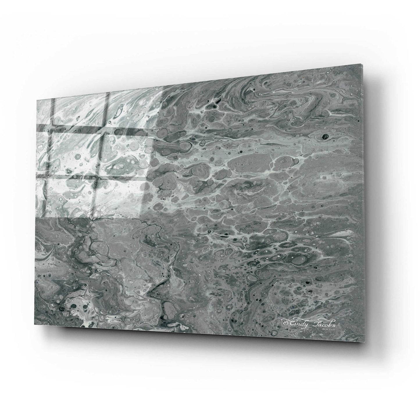 Epic Art 'Abstract in Gray I' by Cindy Jacobs, Acrylic Glass Wall Art,24x16