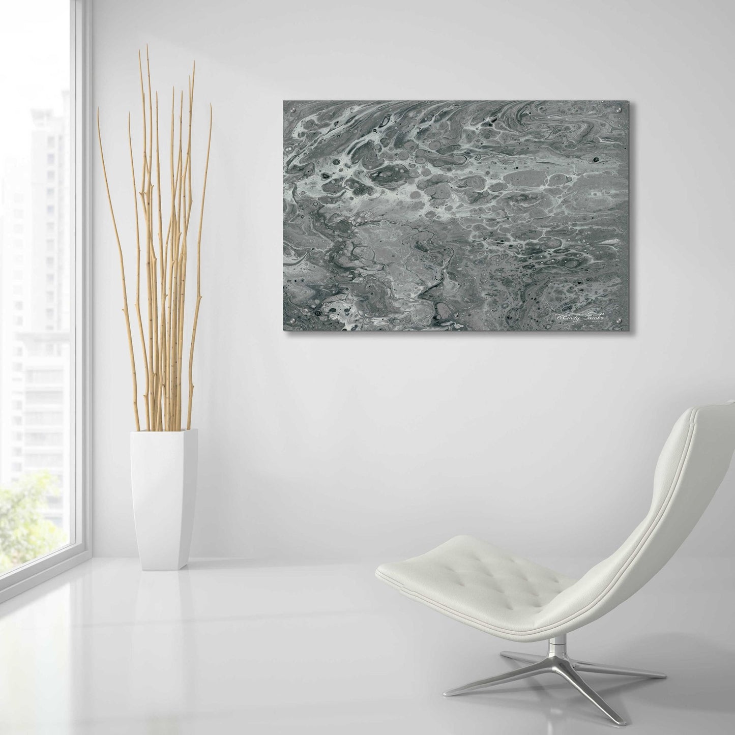 Epic Art 'Abstract in Gray I' by Cindy Jacobs, Acrylic Glass Wall Art,36x24