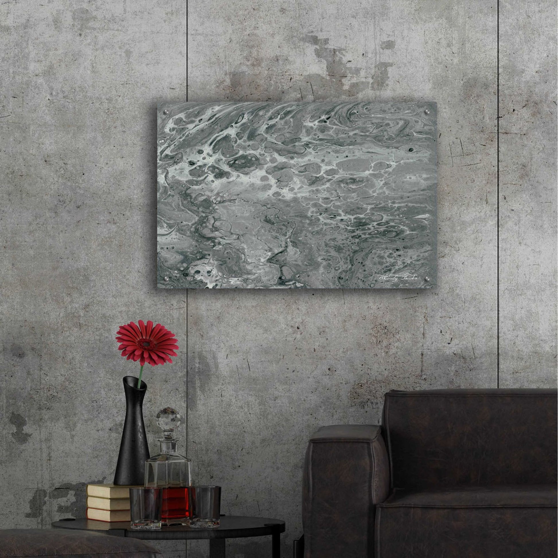 Epic Art 'Abstract in Gray I' by Cindy Jacobs, Acrylic Glass Wall Art,36x24