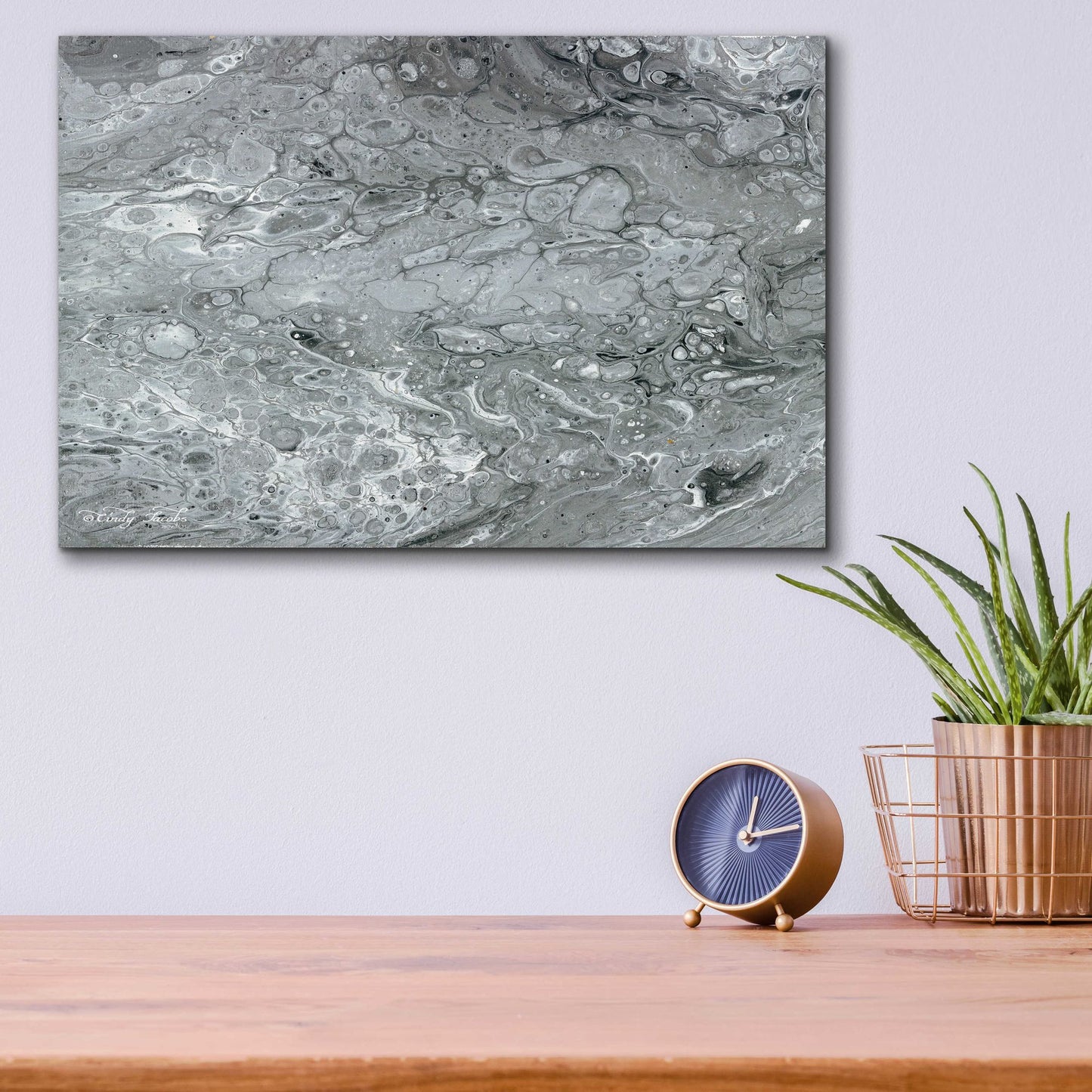 Epic Art 'Abstract in Gray II' by Cindy Jacobs, Acrylic Glass Wall Art,16x12