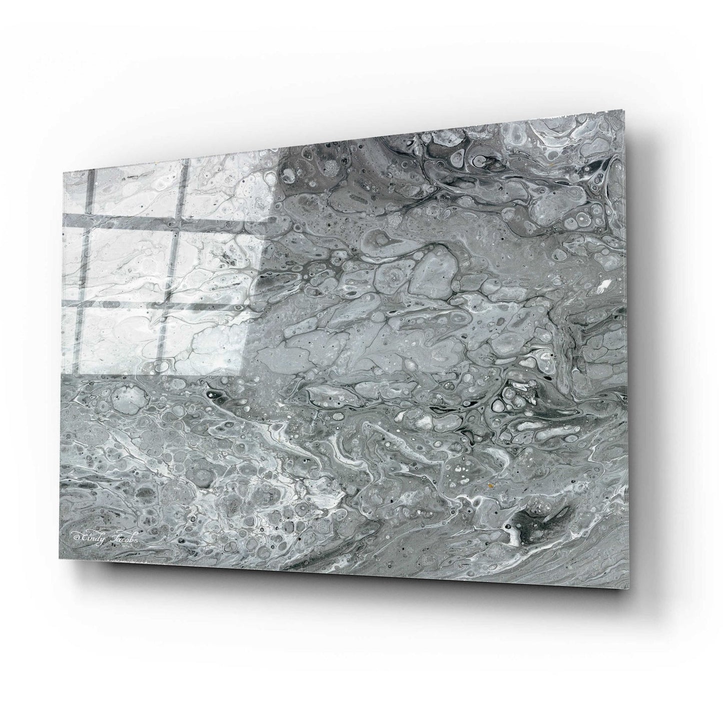 Epic Art 'Abstract in Gray II' by Cindy Jacobs, Acrylic Glass Wall Art,24x16