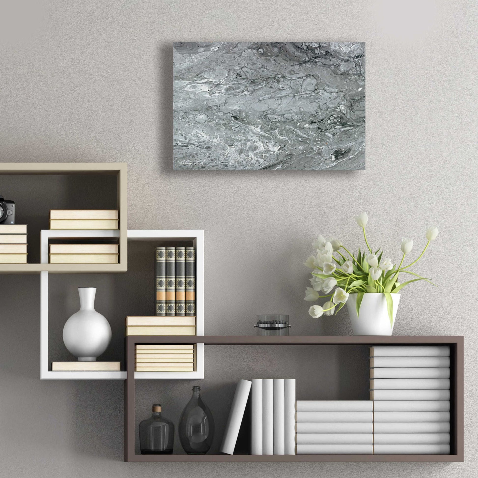 Epic Art 'Abstract in Gray II' by Cindy Jacobs, Acrylic Glass Wall Art,24x16