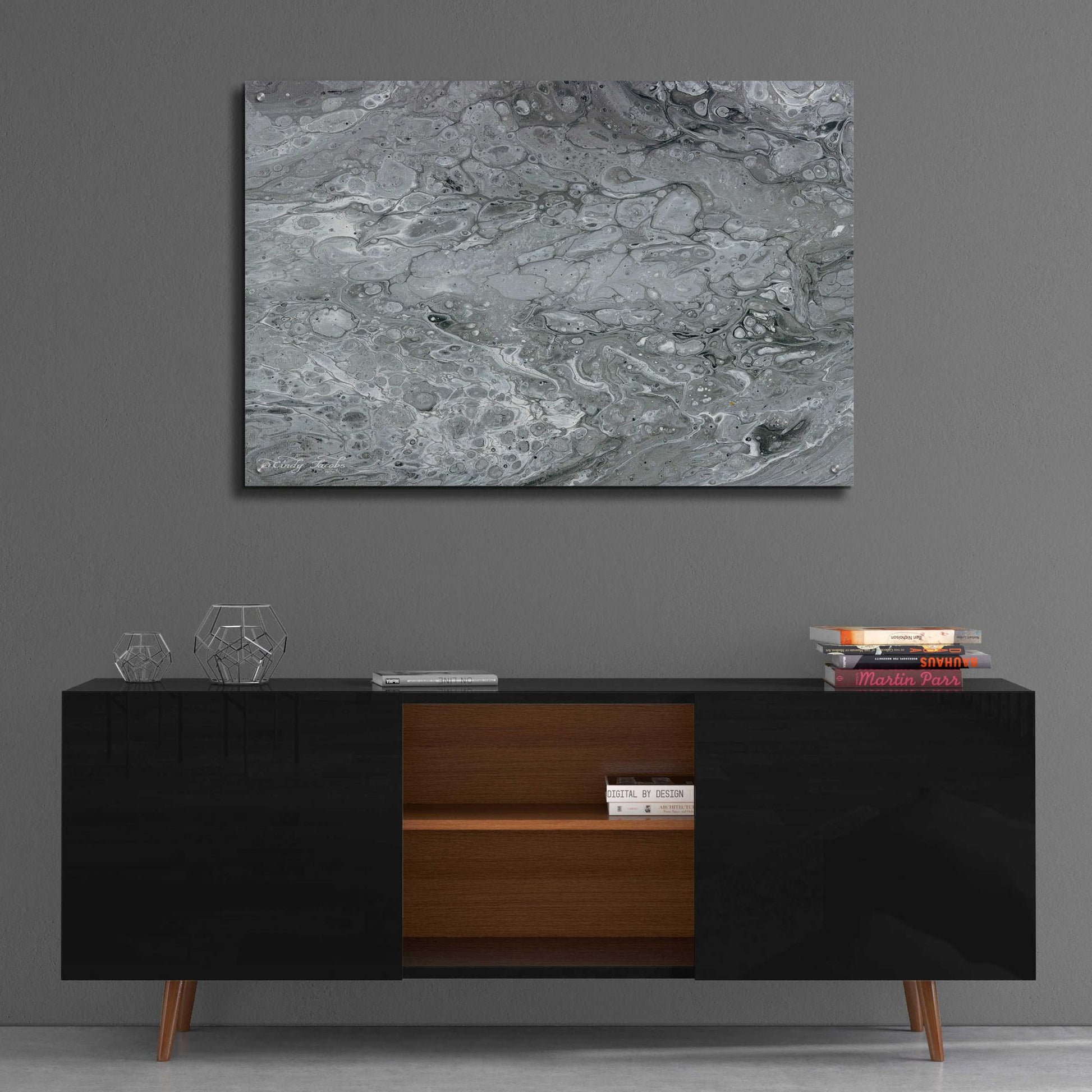 Epic Art 'Abstract in Gray II' by Cindy Jacobs, Acrylic Glass Wall Art,36x24