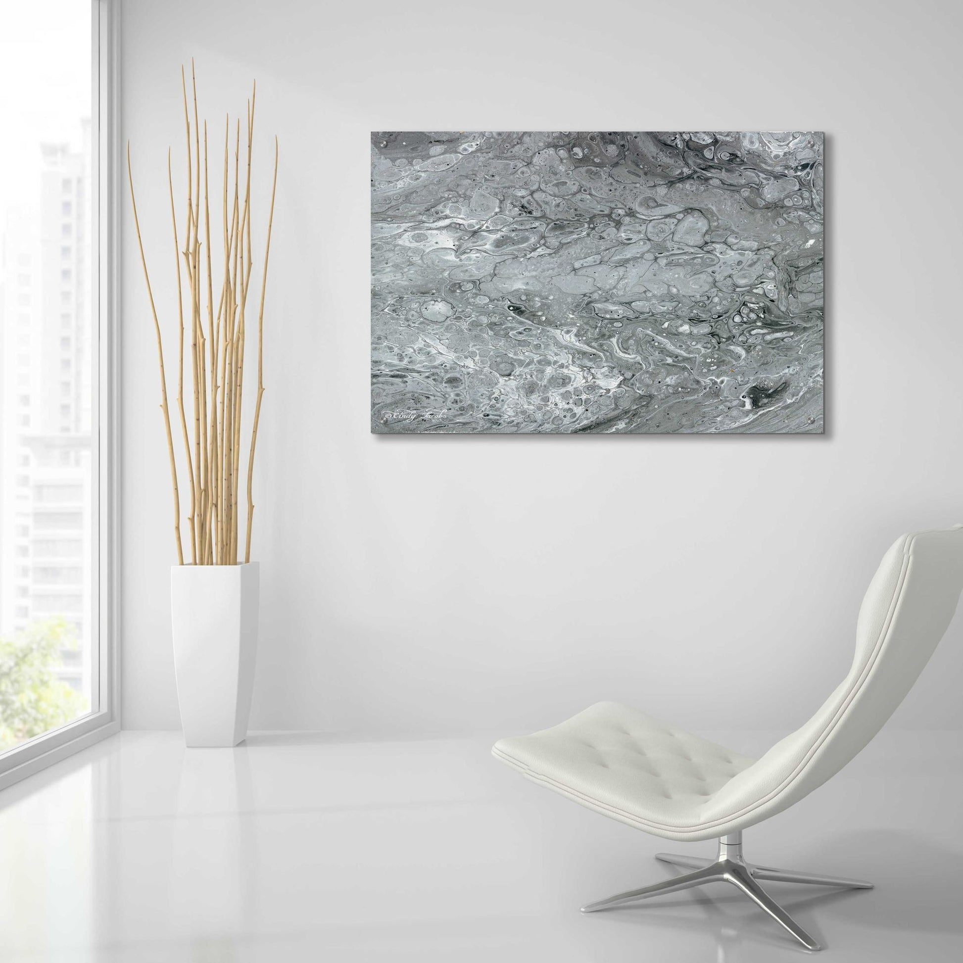 Epic Art 'Abstract in Gray II' by Cindy Jacobs, Acrylic Glass Wall Art,36x24