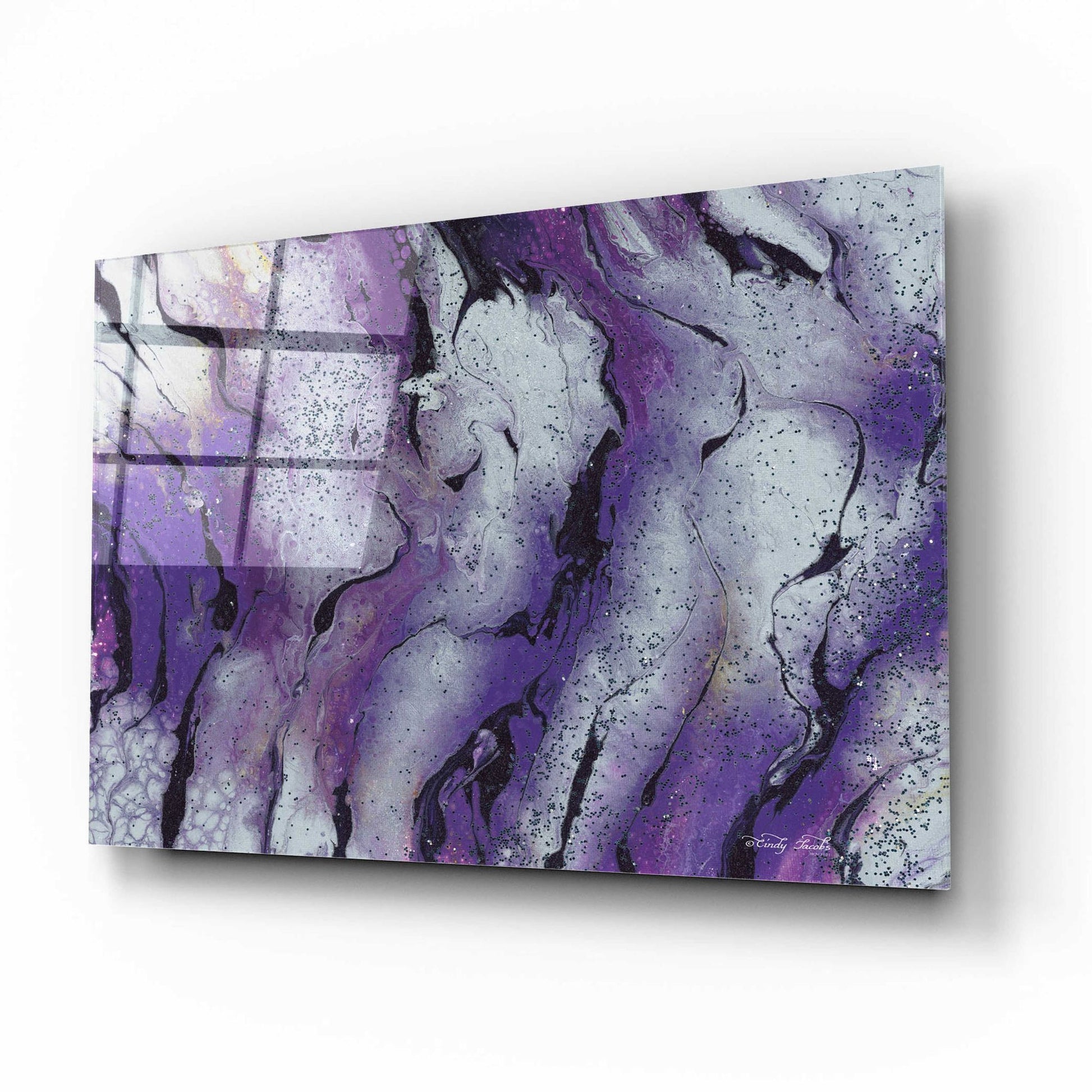 Epic Art 'Abstract in Purple III' by Cindy Jacobs, Acrylic Glass Wall Art,16x12