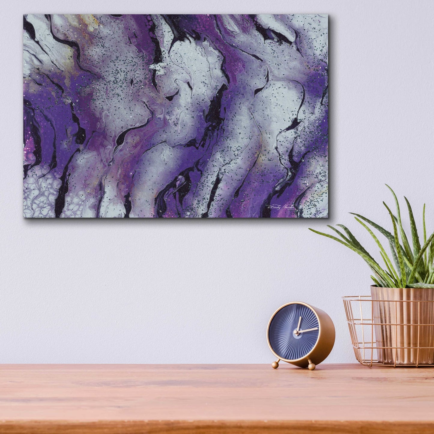Epic Art 'Abstract in Purple III' by Cindy Jacobs, Acrylic Glass Wall Art,16x12