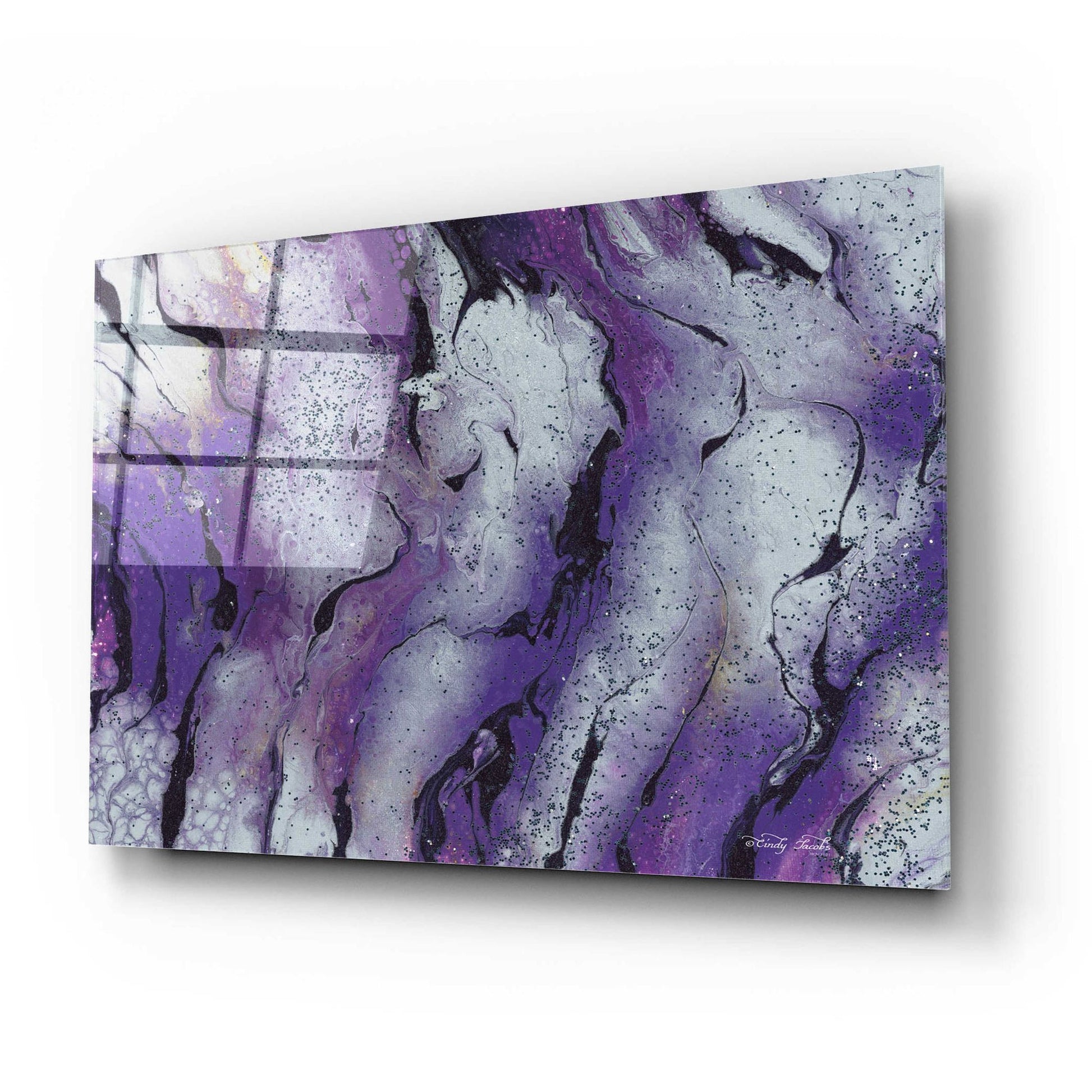 Epic Art 'Abstract in Purple III' by Cindy Jacobs, Acrylic Glass Wall Art,24x16