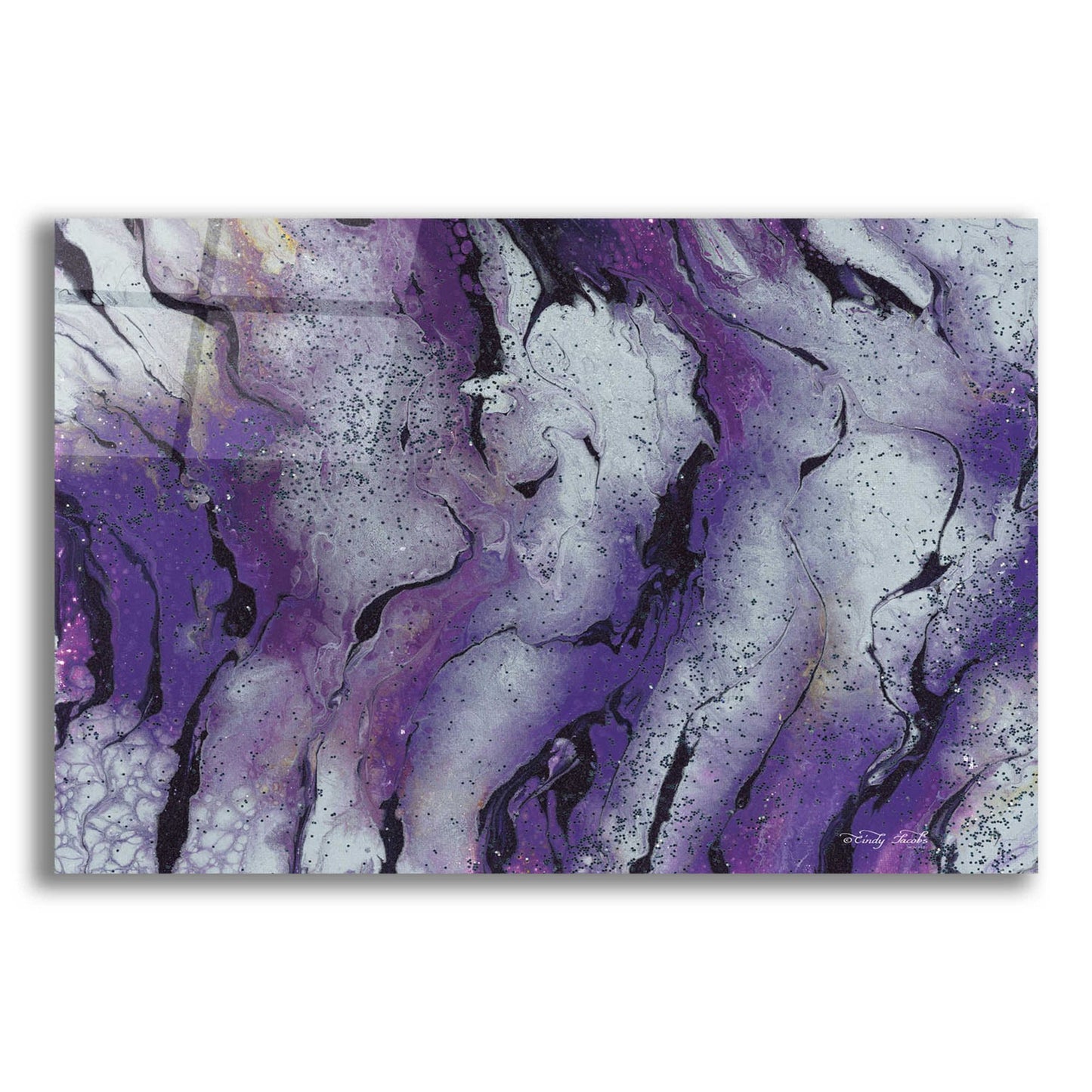 Epic Art 'Abstract in Purple III' by Cindy Jacobs, Acrylic Glass Wall Art,24x16