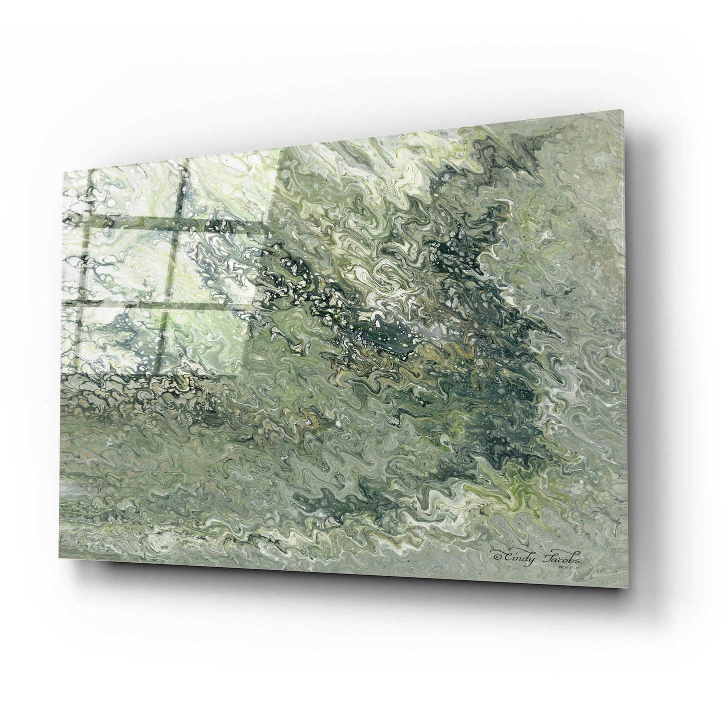 Epic Art 'Abstract in Seafoam I' by Cindy Jacobs, Acrylic Glass Wall Art,24x16