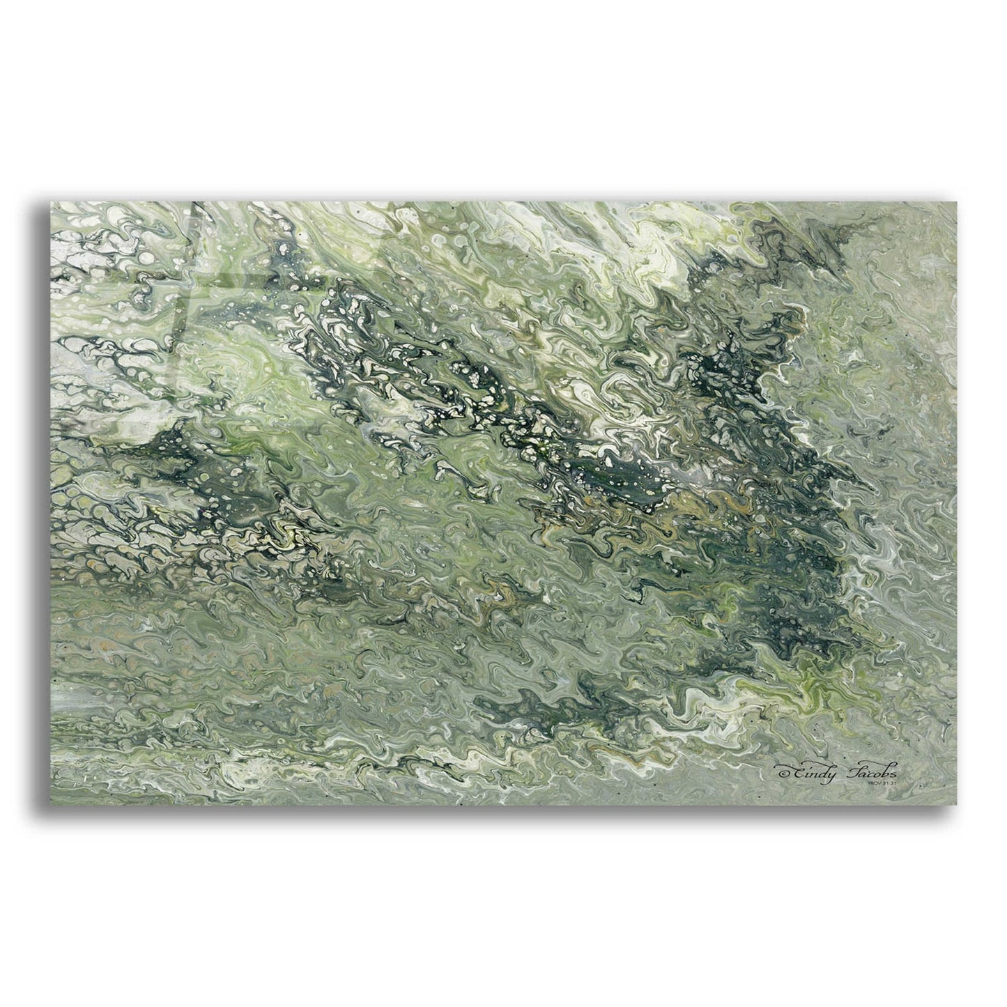 Epic Art 'Abstract in Seafoam I' by Cindy Jacobs, Acrylic Glass Wall Art,24x16