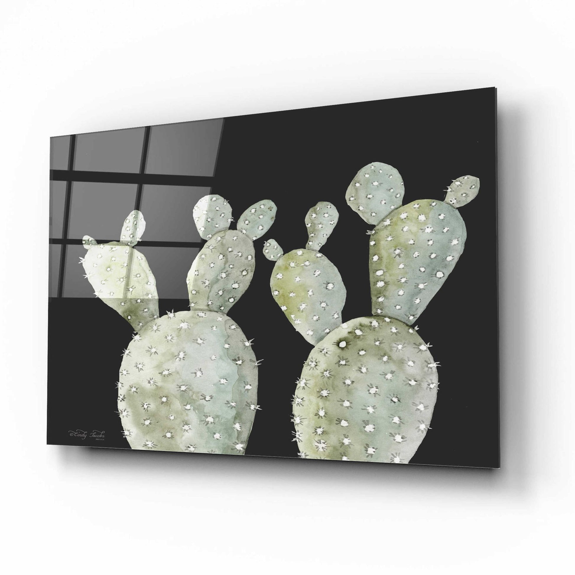 Epic Art 'Happy Cactus II' by Cindy Jacobs, Acrylic Glass Wall Art,16x12