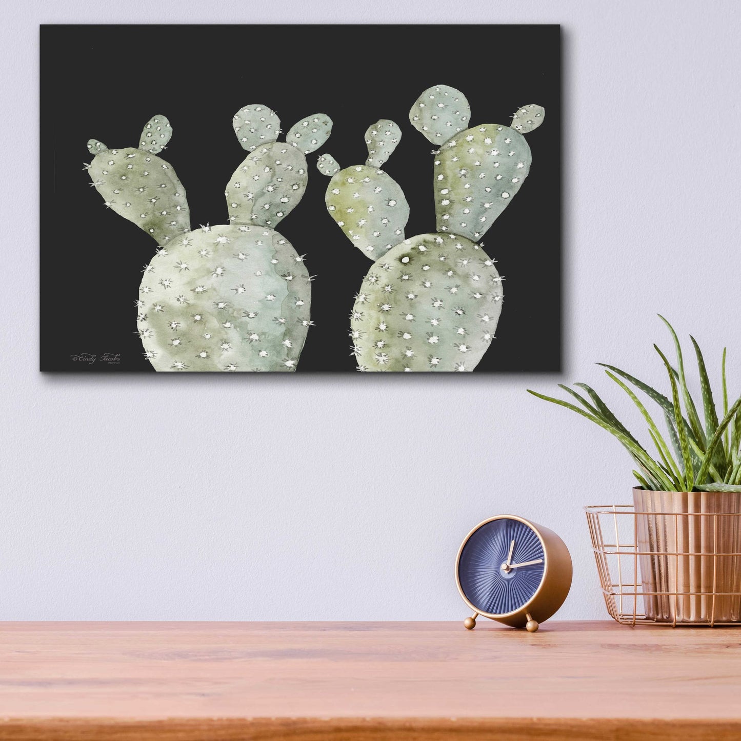 Epic Art 'Happy Cactus II' by Cindy Jacobs, Acrylic Glass Wall Art,16x12