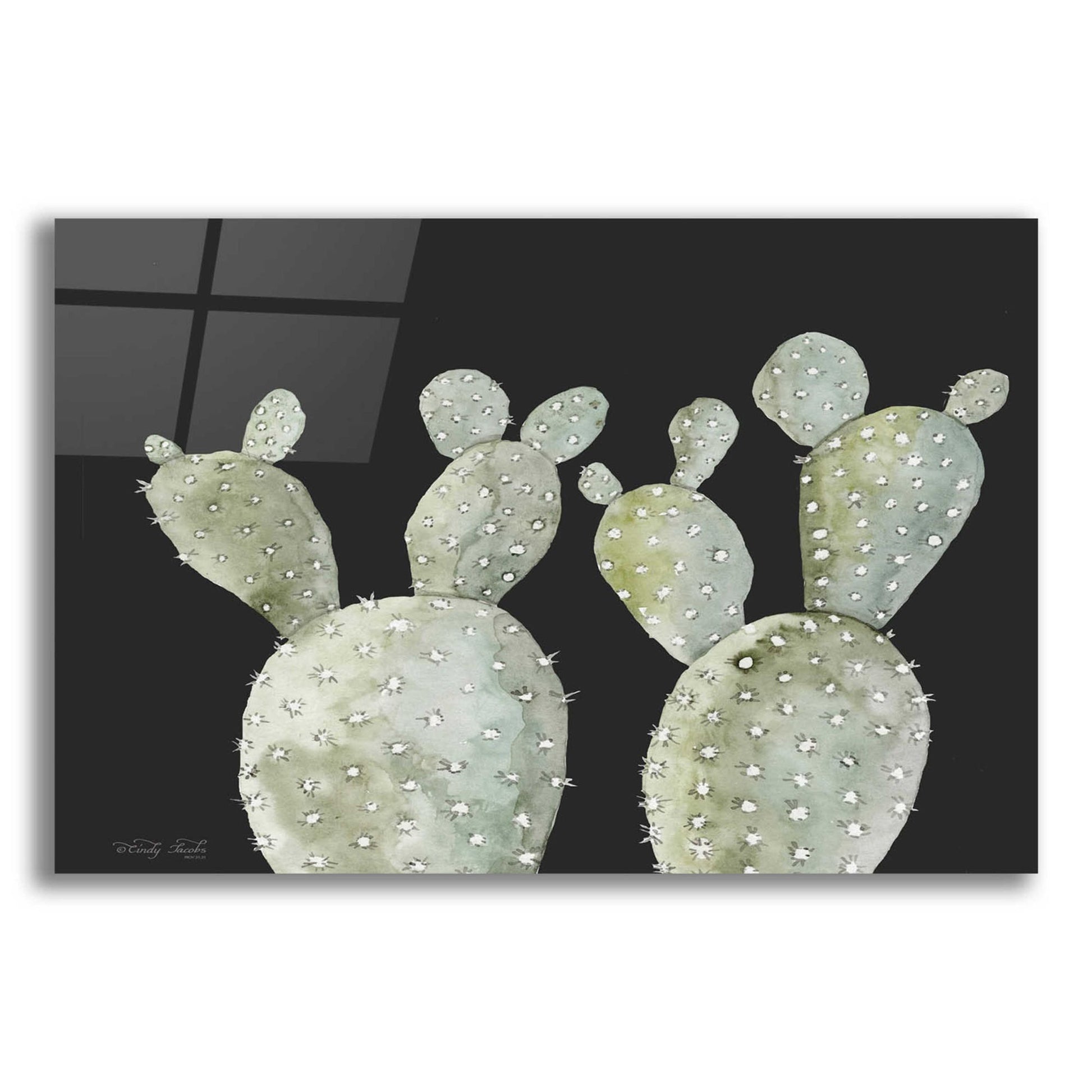 Epic Art 'Happy Cactus II' by Cindy Jacobs, Acrylic Glass Wall Art,24x16