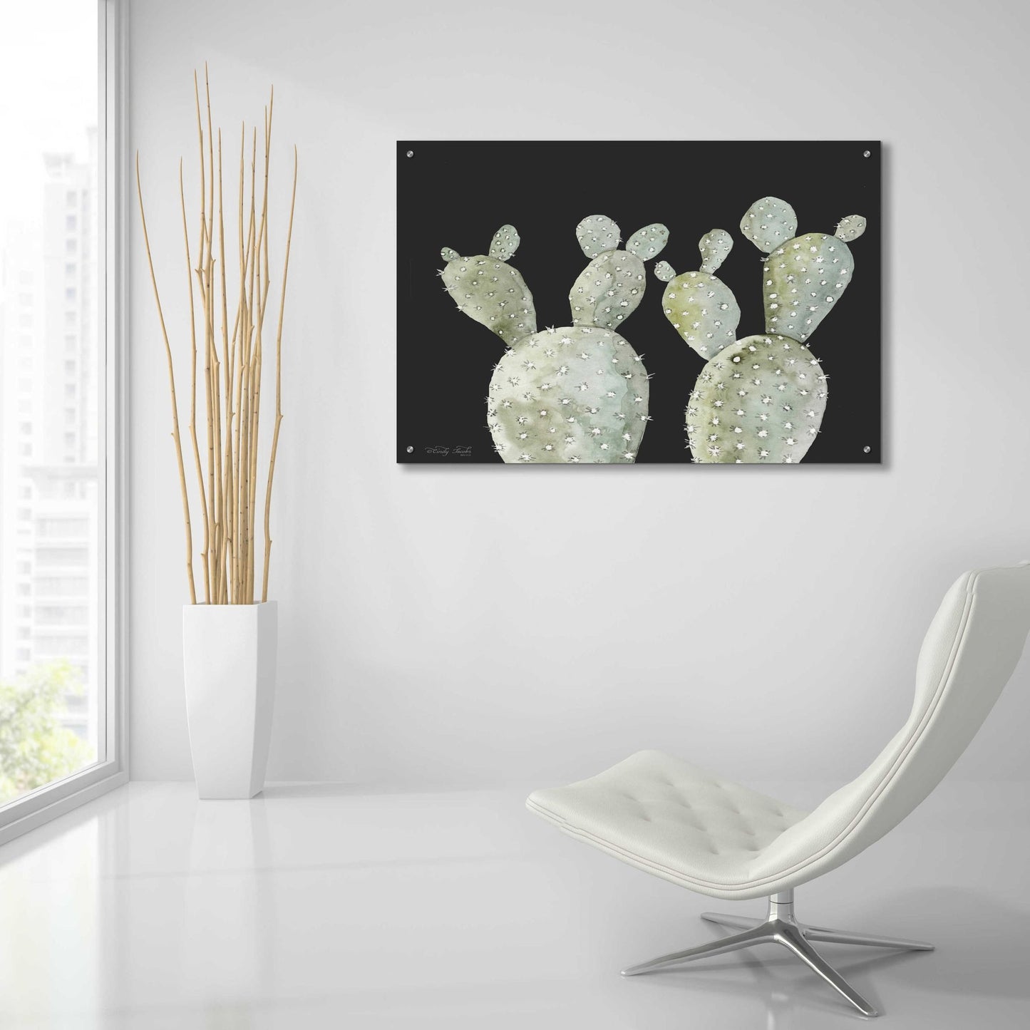 Epic Art 'Happy Cactus II' by Cindy Jacobs, Acrylic Glass Wall Art,36x24