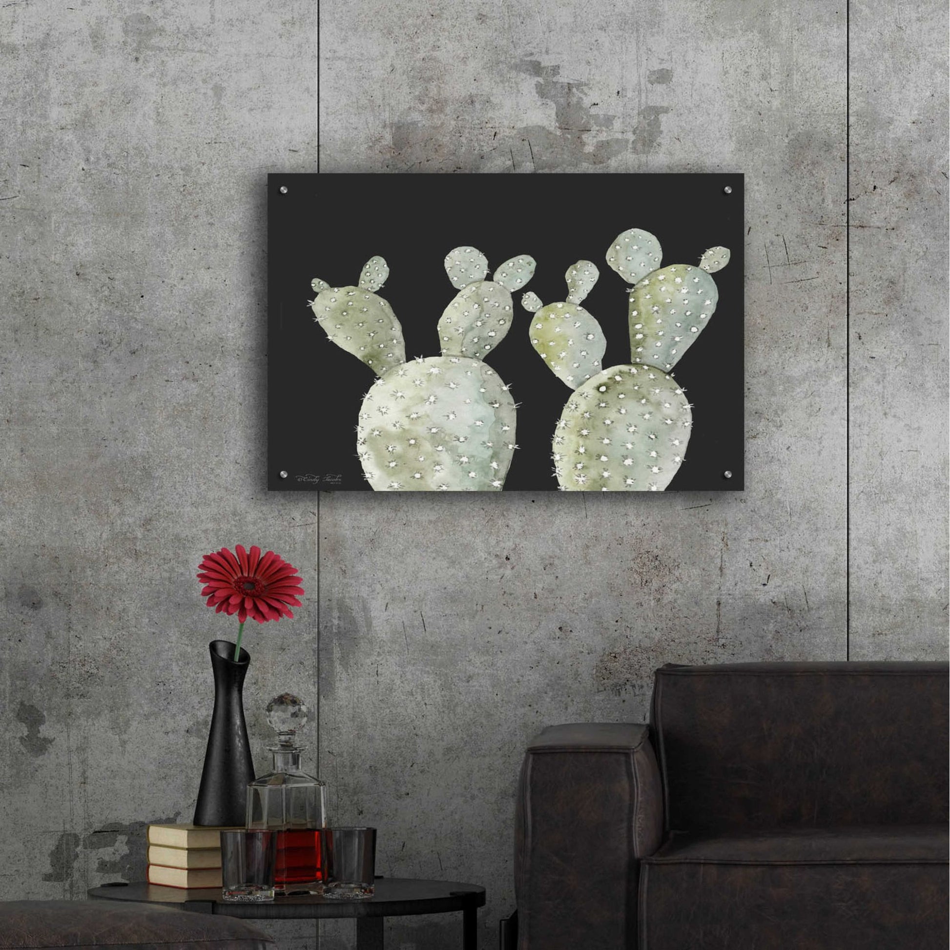 Epic Art 'Happy Cactus II' by Cindy Jacobs, Acrylic Glass Wall Art,36x24