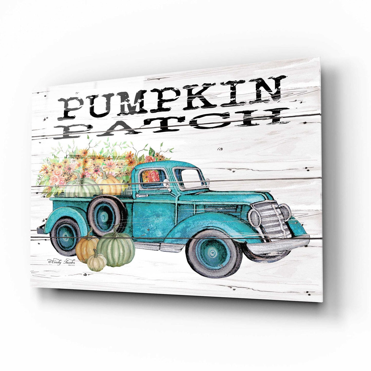 Epic Art 'Pumpkin Patch Truck' by Cindy Jacobs, Acrylic Glass Wall Art,16x12