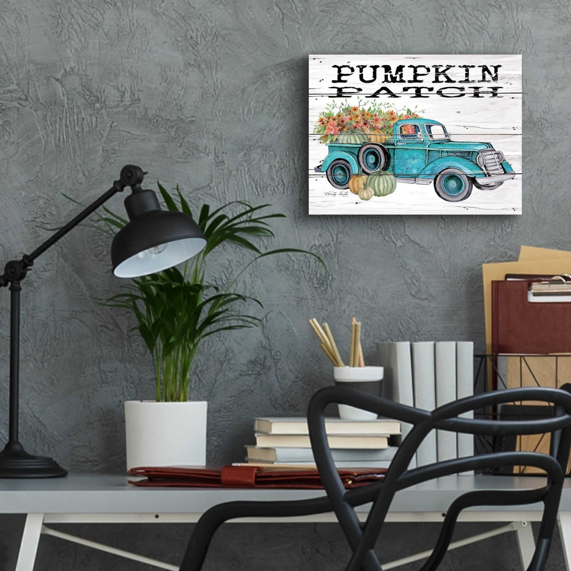 Epic Art 'Pumpkin Patch Truck' by Cindy Jacobs, Acrylic Glass Wall Art,16x12